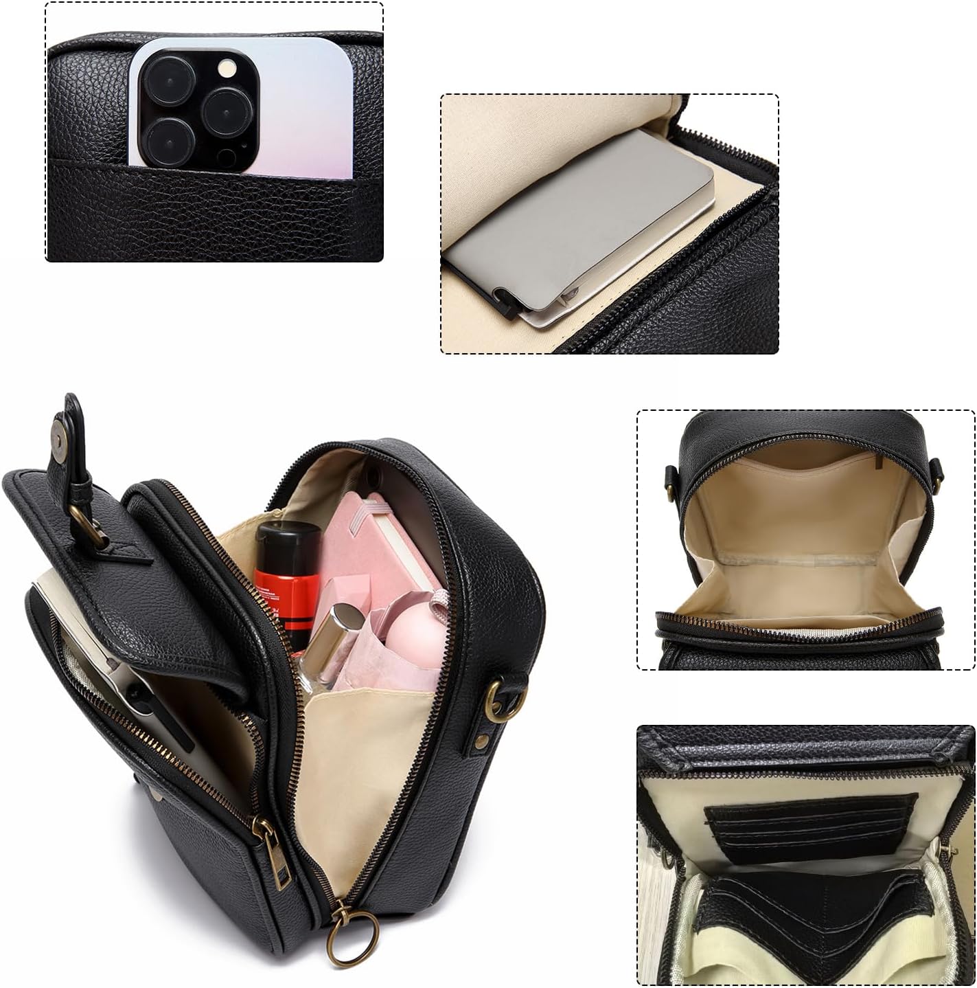ChuLian Vintage Crossbody Bag For Women Men Small Messenger Bag Crossbody Handbags Large Shoulder Bags With 10 Card Slots