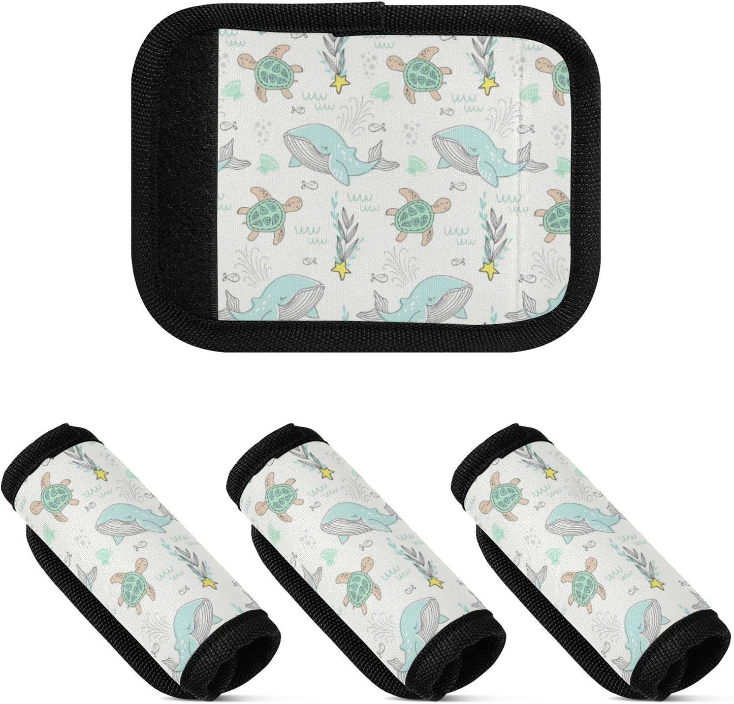 4Pcs Luggage Handle Wrap Suitcase Identifier Handle Covers Tags Soft Travel Bags Luggage Handle Gripper Accessories for Airplane Flying Sea Whale Animals