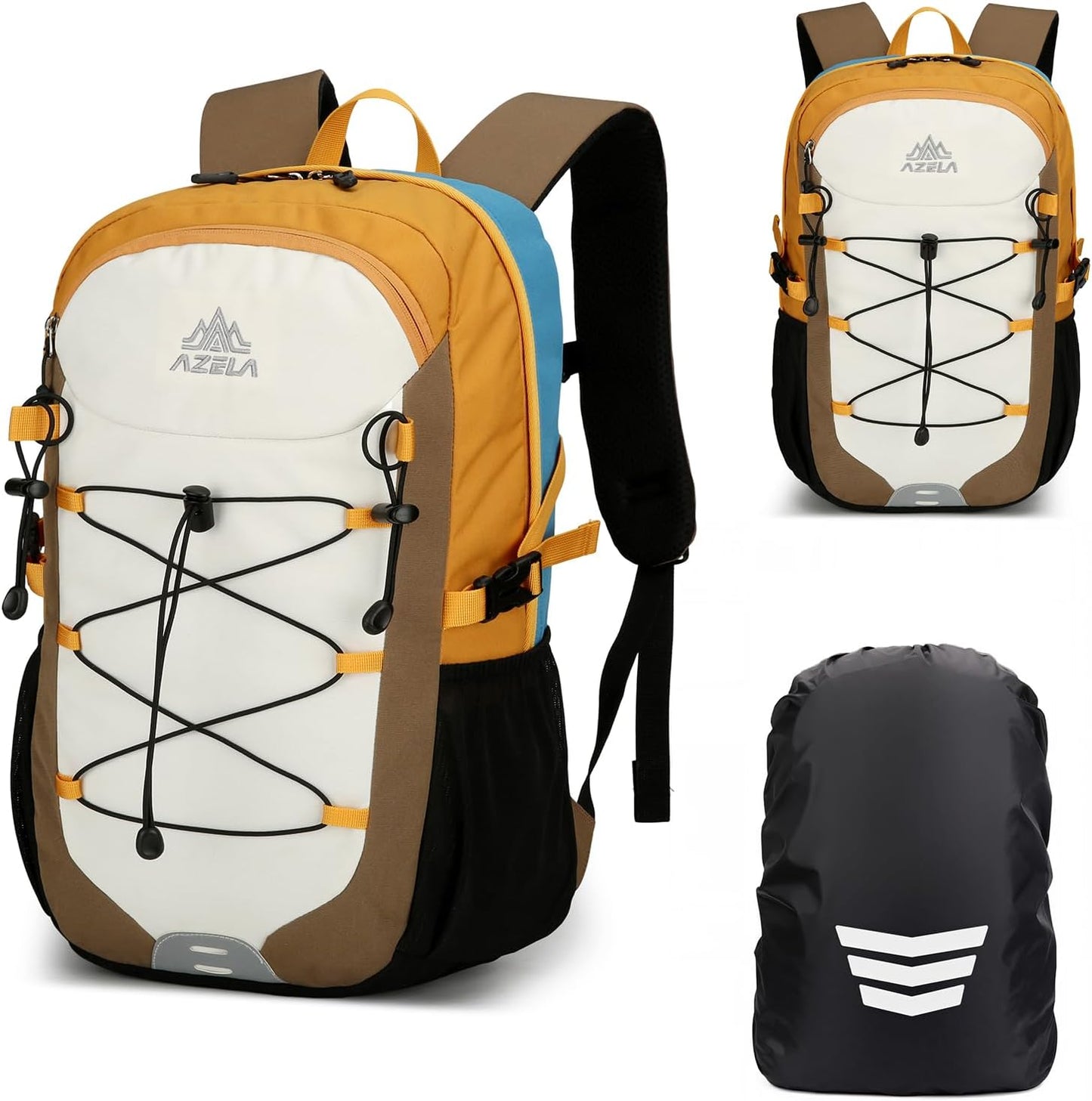 GES 30L Hiking Backpack Lightweight Water Resistant Daypack with Rain Cover & Laptop Compartment for Travel, Camping, trekking, Work(Khaki)
