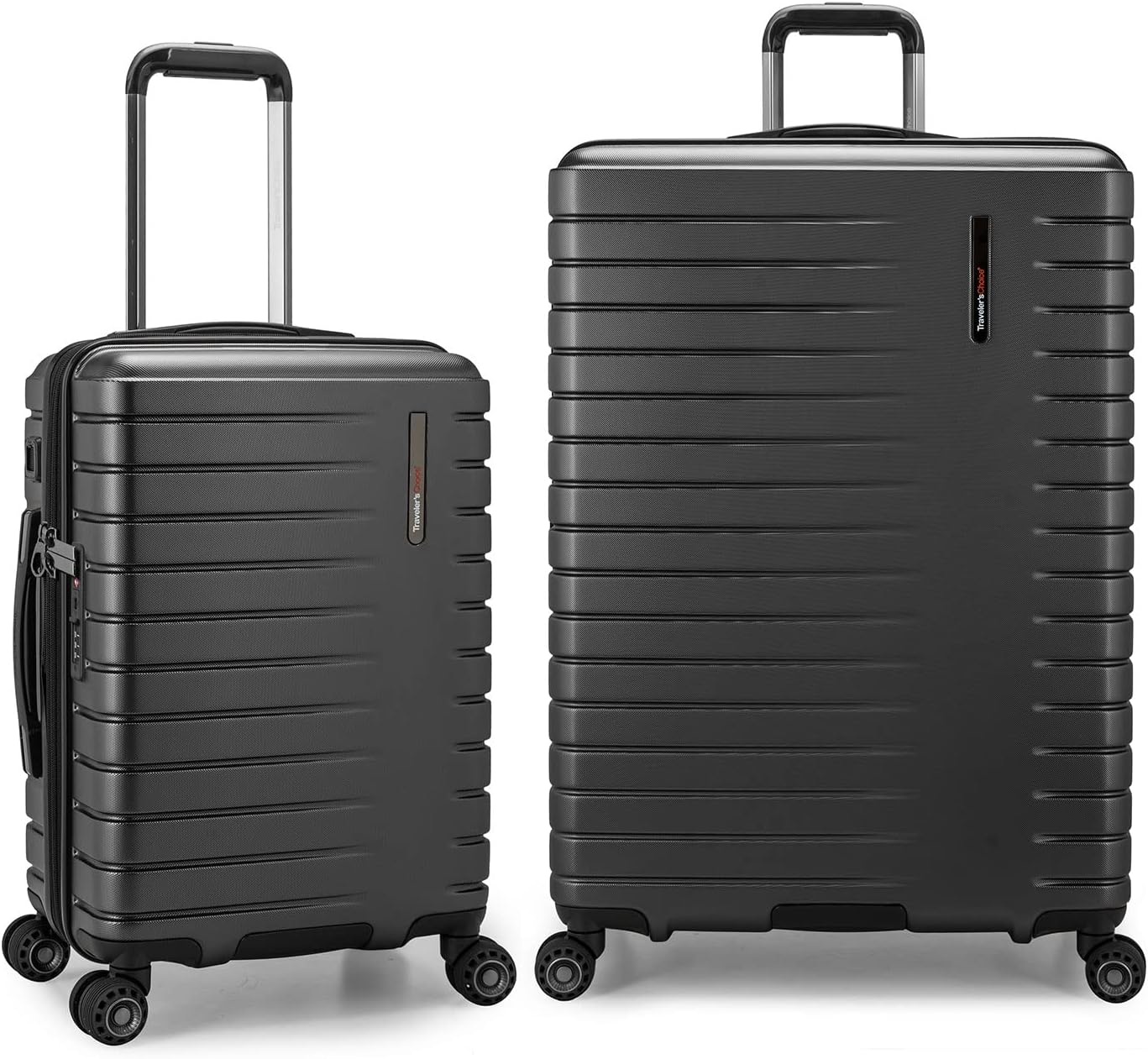 Traveler's Choice Archer Polycarbonate Hardside Spinner Luggage Set,Tie Down Straps Grey, 2-Piece