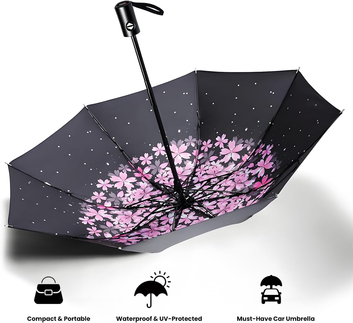 SIEPASA Compact Travel Umbrella - Windproof Auto Open/Close, Lightweight Folding Umbrella wIth