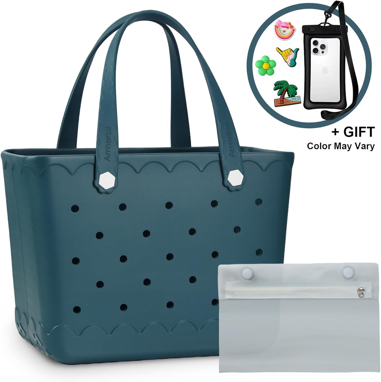 Rubber Beach Bag Waterproof Durable Tote Bag for Beach Sports Pool Modern Rubber Tote