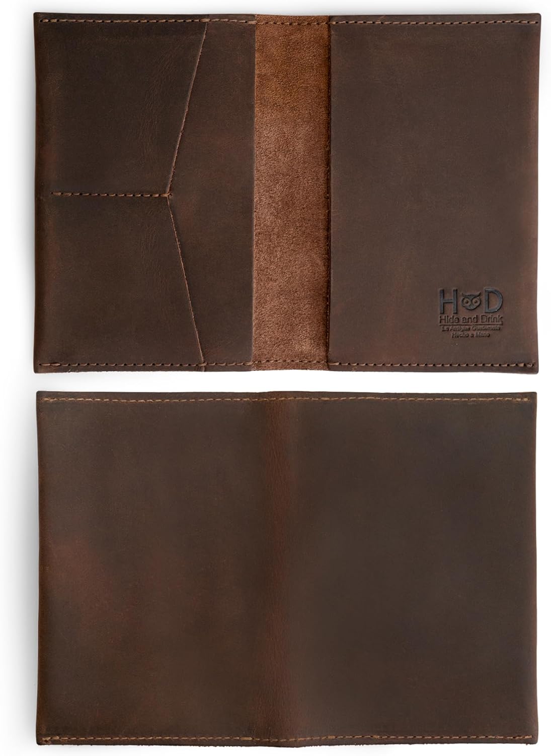 Hide & Drink, Passport and Card Organizer, Holds Up to 6 Cards Plus Folded Bills, Travel Essentials Sleeve Case, Full Grain Leather, Handmade, Bourbon Brown
