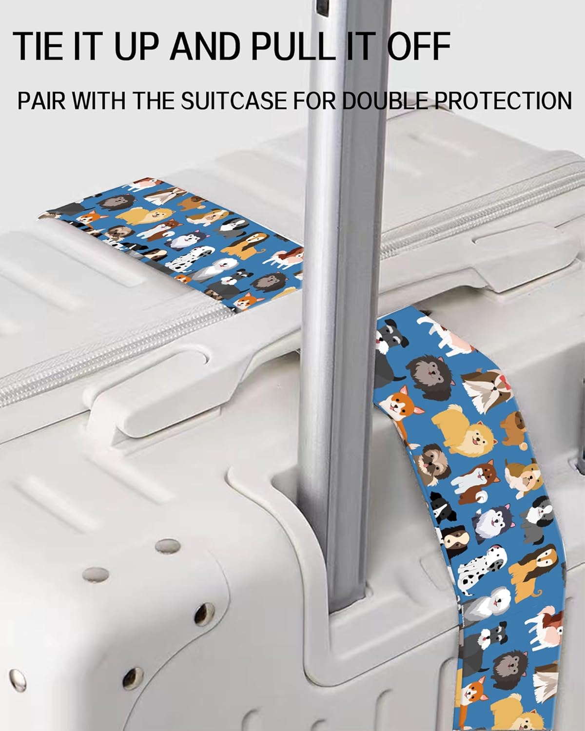 Luggage Straps for Suitcases, Adjustable Travel Belt, Durable Wide Luggage Strap, Cute Suitcase Strap Identifiers with Buckle, Bag Straps for Luggage, Cute Dogs