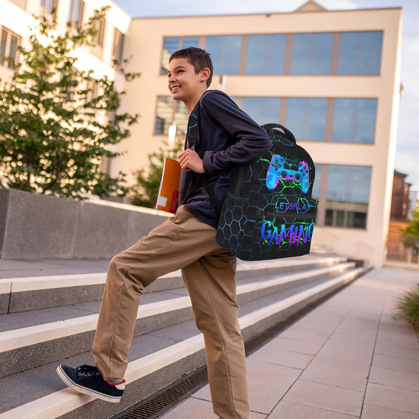 Abstract Gaming Backpack Games School Bookbag Video Game Laptop Backpack Hiking Travel Bag for Kids Boys Teens Adults
