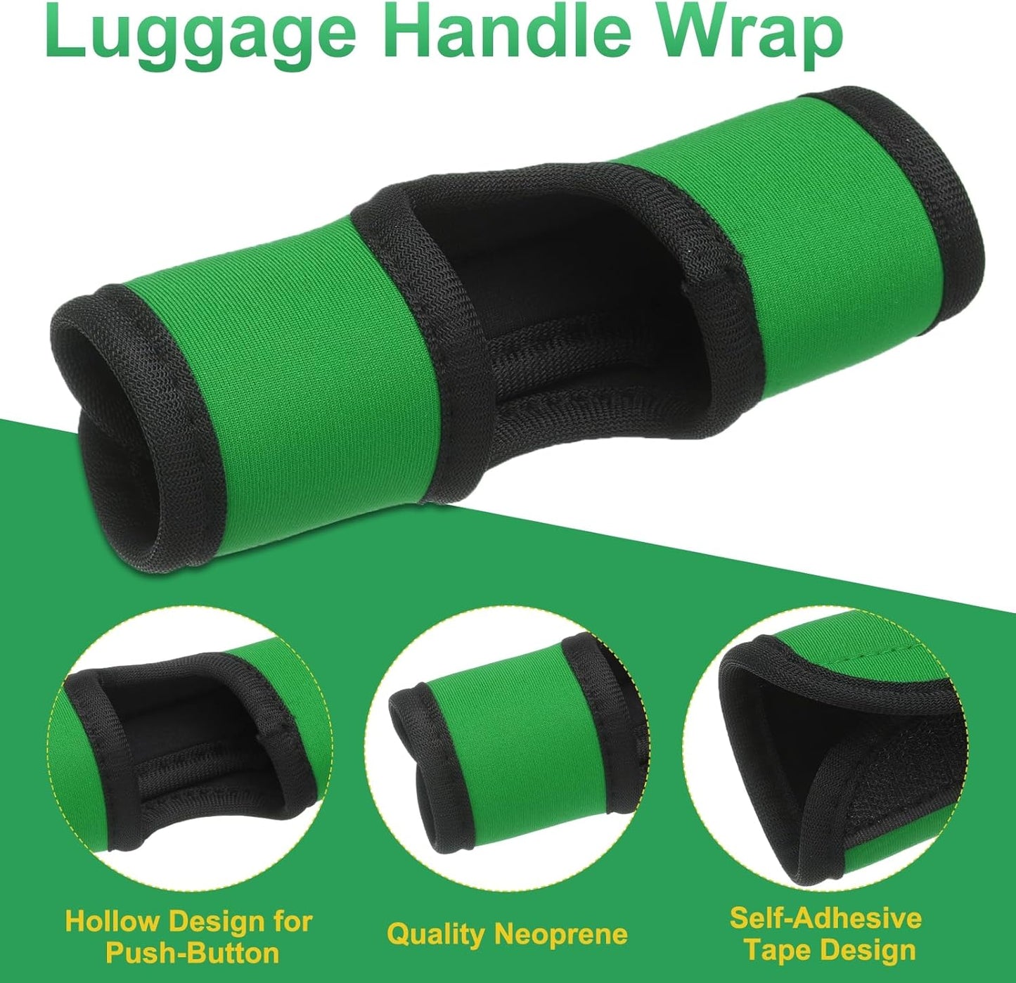 uxcell Luggage Handle Wrap, 4 Pcs Hollow Neoprene Handbag Grip Cover Protector Luggage Identifiers Suitcase Handle Wraps for Luggage Suitcase Travel Bags, Dark Green