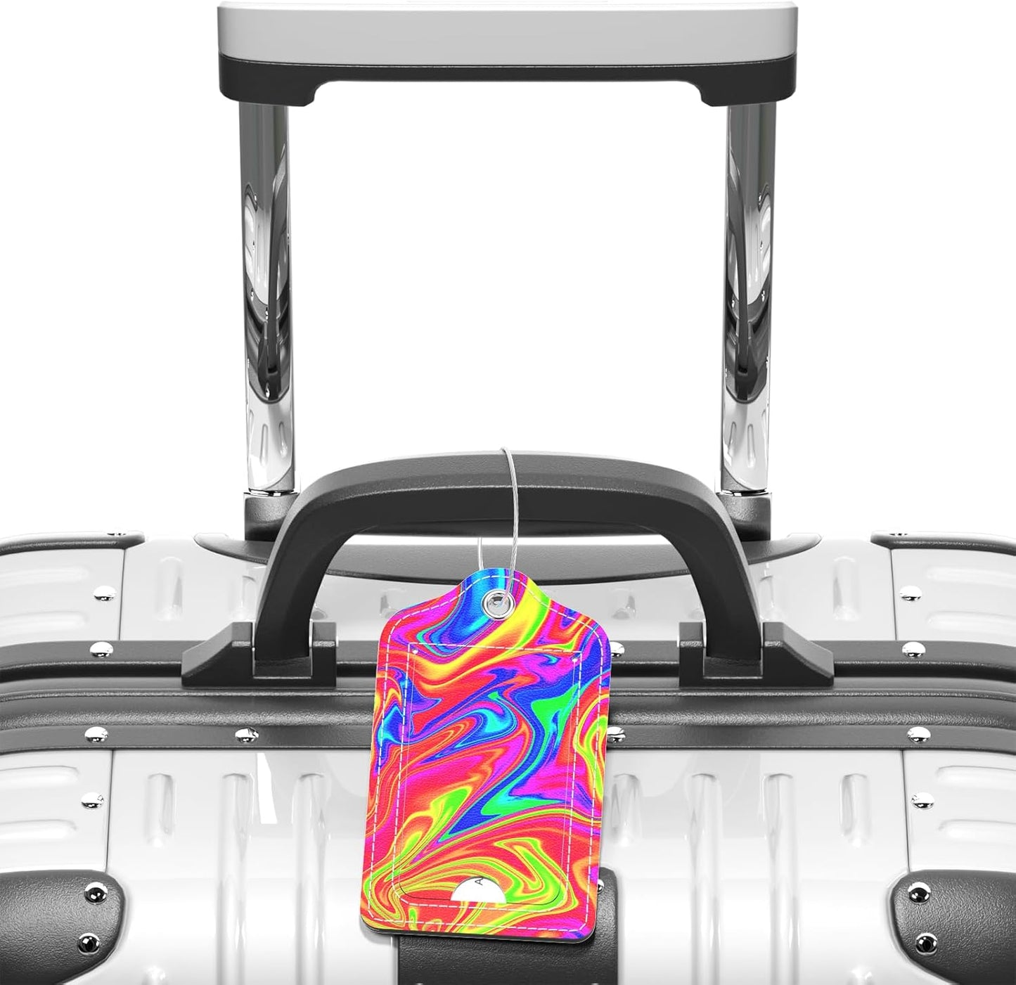 Luggage Tags for Suitcase, 2 Pack PU Leather Travel Cruise Luggage Tag with Privacy Flap, Name ID Label and Metal Loop for Women Men Girls Suitcase Baggage Bag Backpack, Laser Wave