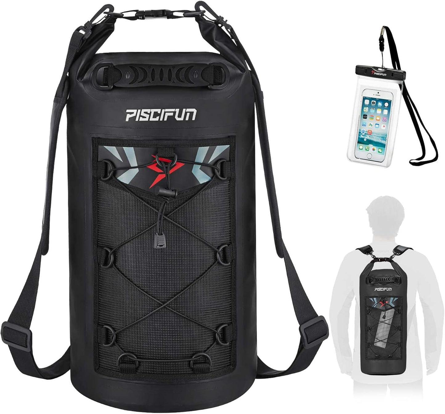 Piscifun Dry Bag, Waterproof Floating Backpack 10L/20L/30L/40L with Waterproof Phone Case for Boating, Kayaking, Fishing