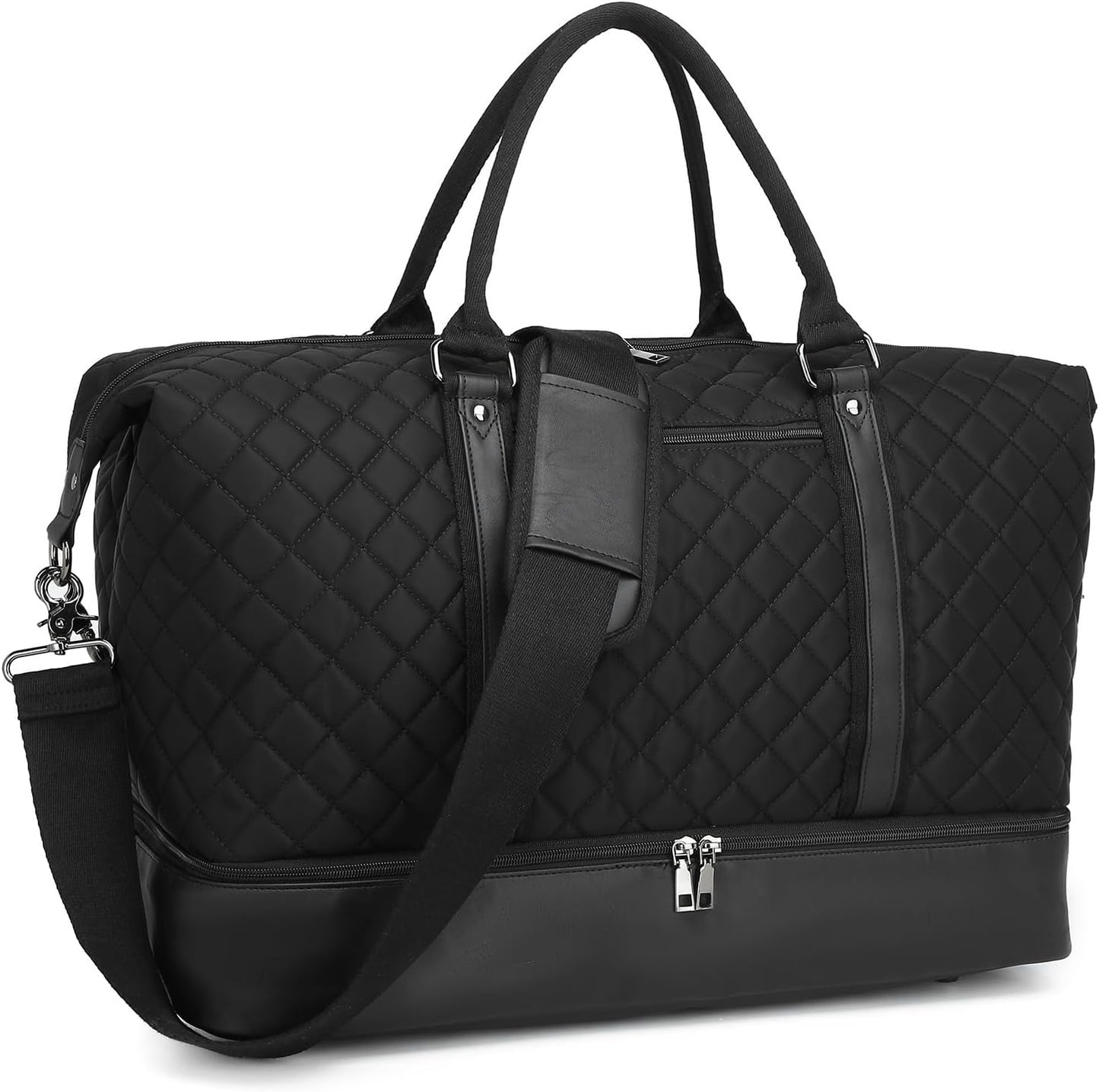 seyfocnia Travel Duffel Bags for Women,Weekender Overnight Bag with Shoe Pouch Large Carry On Bag Travel Tote Duffel Bag for Women (Black)