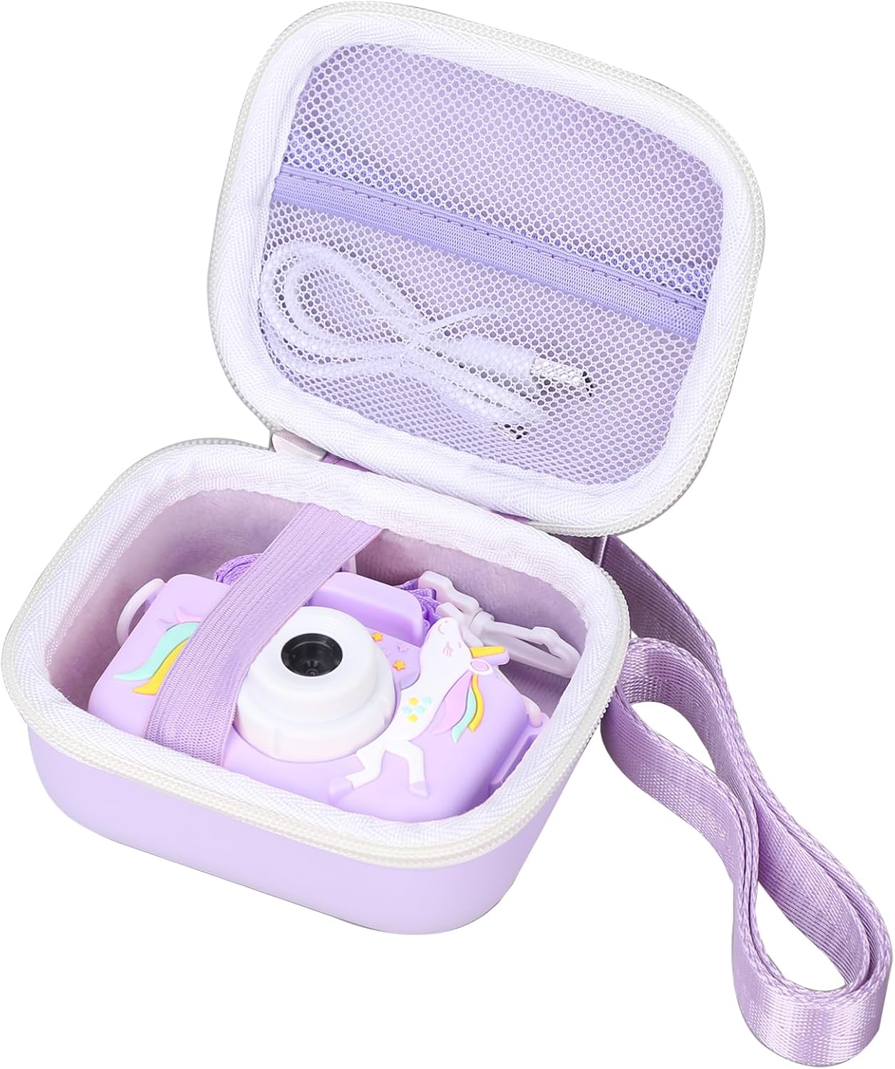 Kids Camera Case Compatible with MAVOKIS/Envyvip/Seckton/KIZJORYA/Goopow Digital Video Camera Toys Camcorder Storage Holder Carrying - Purple Unicorn(Case Only)