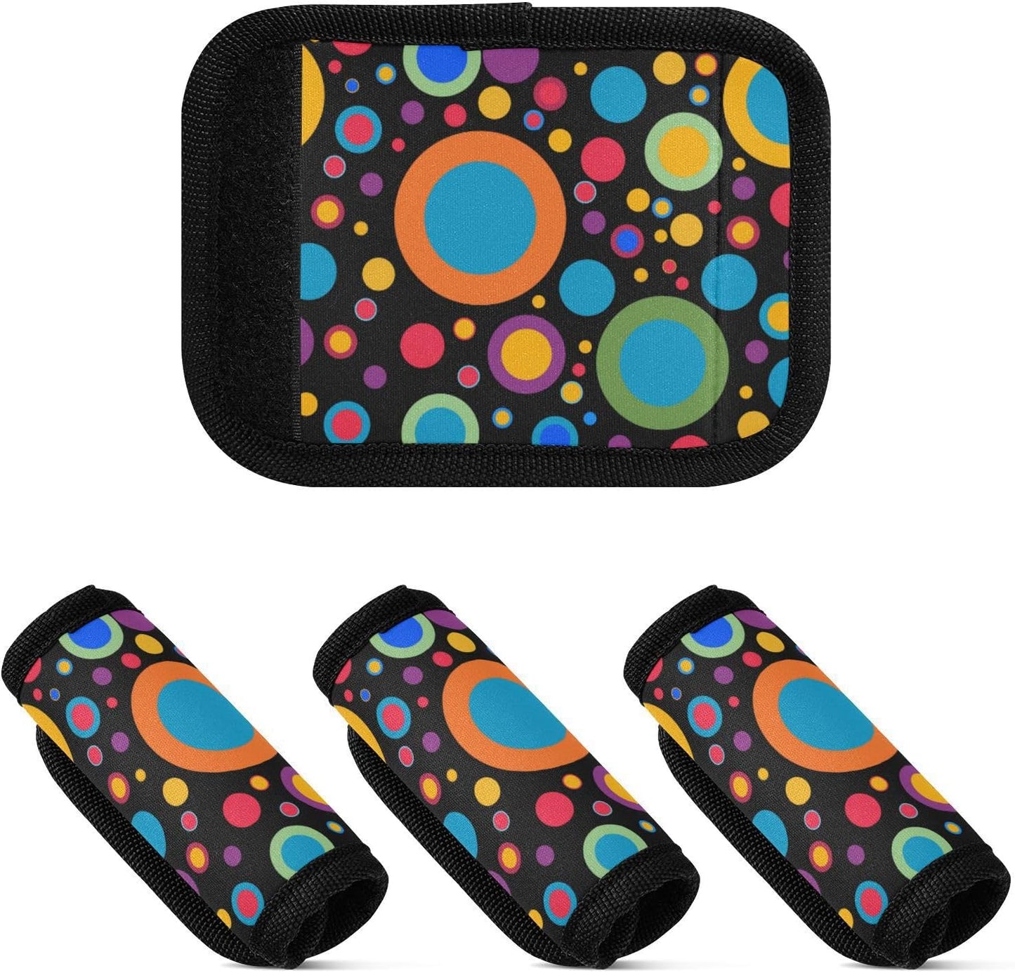 2Pcs Luggage Handle Wrap Suitcase Identifier Handle Covers Tags Soft Travel Bags Luggage Handle Gripper Accessories for Airplane Flying Dots Retro