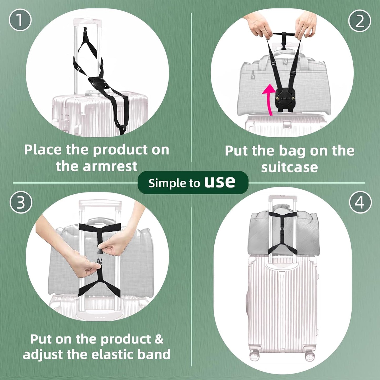 Luggage Straps for Suitcases,Luggage Straps Bag Bungees,Adjustable TSA-Approved – High Elastic Suitcase Belt for Securing Carry-On(1 Pack Green)