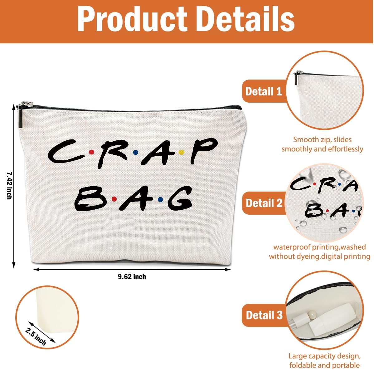 2 PCS Funny Gifts for Women Makeup Bag, Best Friend Birthday Gifts for Women, Funny Cosmetic Bags, Sister Christmas Graduation Friendship Gift for Daughter From Mom, Black White Travel Organizer