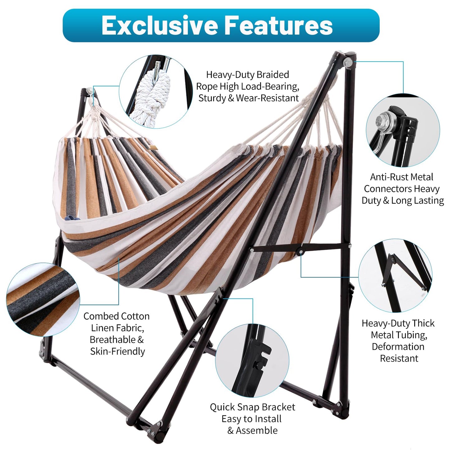 LIEVIM Portable Hammock with Stand for Outside or Inside,No Tree Required