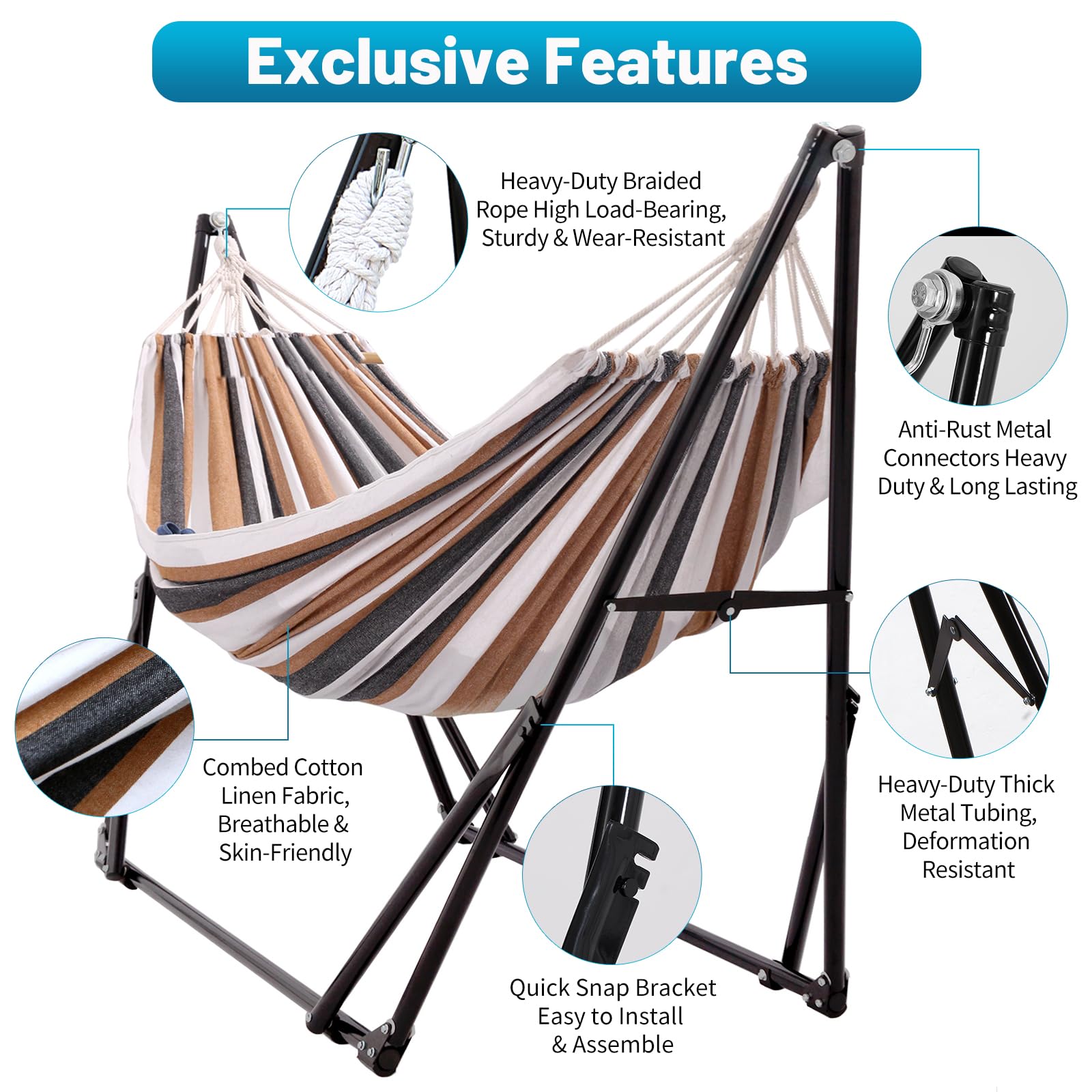 LIEVIM Portable Hammock with Stand for Outside or Inside,No Tree Required