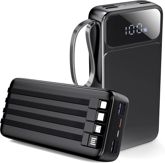 Portable Charger Power Bank 50000mAh- 7 Outputs & 3 Inputs USB-C PD 22.5W Fast Charging Powerbank Battery Pack with Built-in Cables and Ports LED Display for iPhone 16 15 14 13 Samsung Android iPad