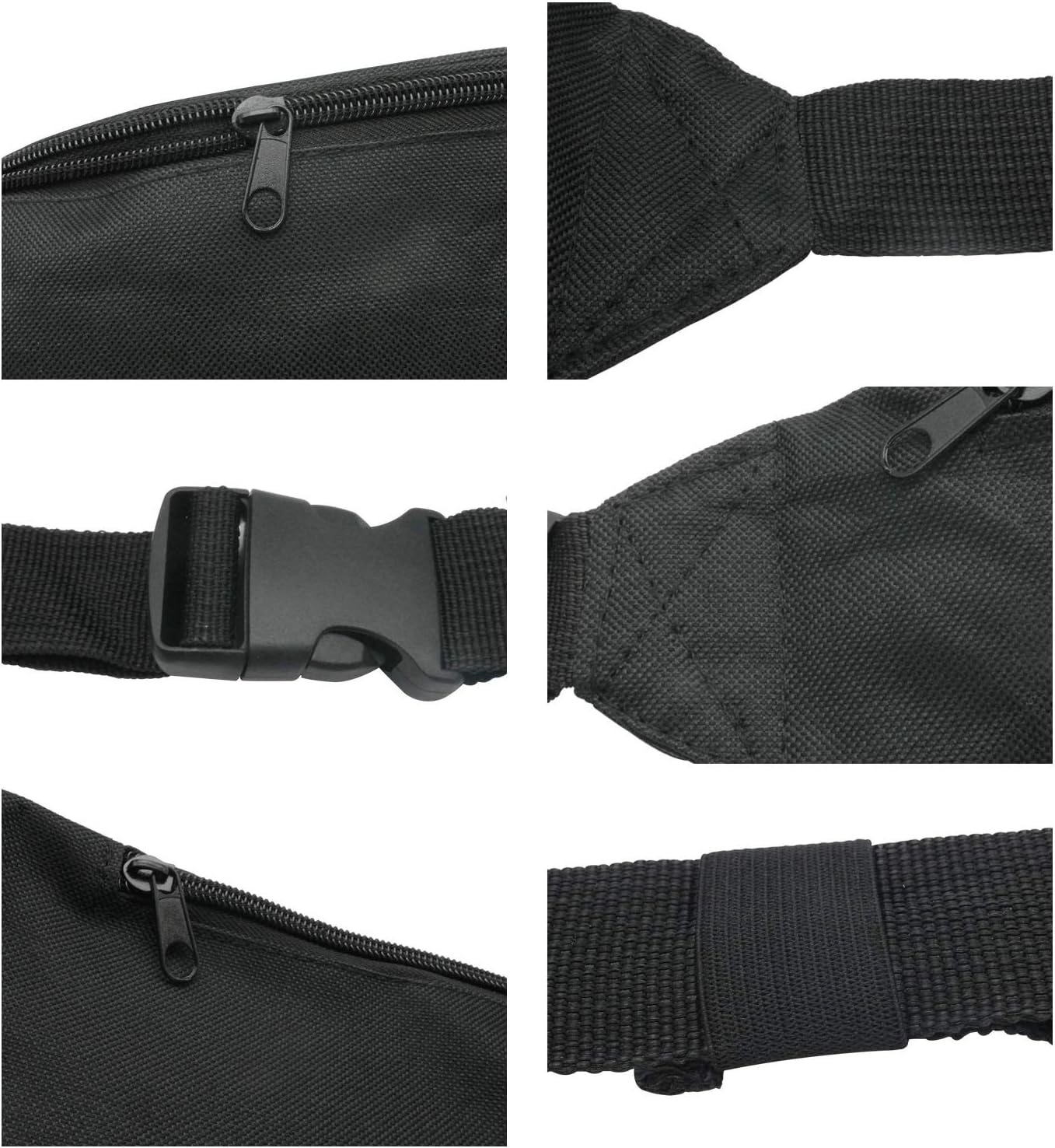 Unisex Fanny Pack for Women Men, Fashion Sporty Multi-purpose 2-Zipper Waist Belt Bag Fanny Pack Waist Bag Adjustable Strap for Sport Hiking Traveling Passport Wallet (Black)