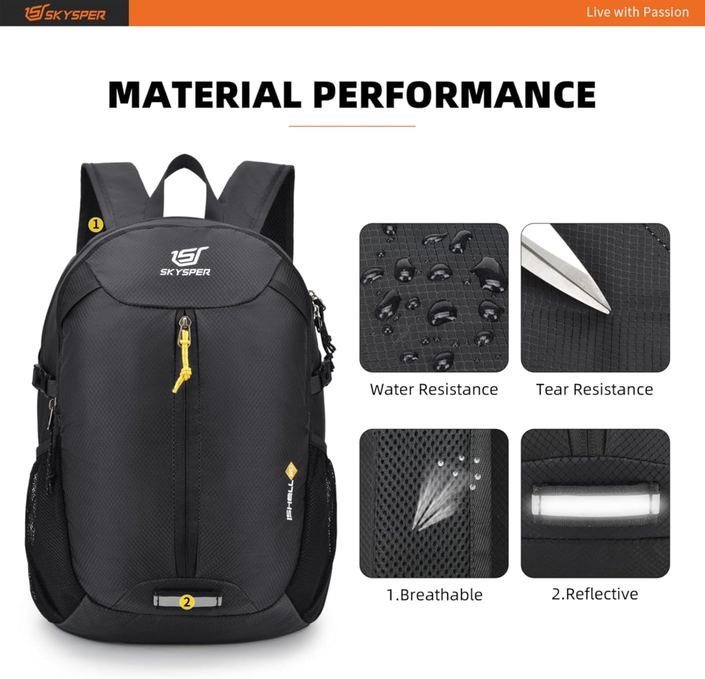 SKYSPER Packable Hiking Backpack - 20L Travel Backpacks for Women Men Foldable Daypack Lightweight Nylon Small Bag