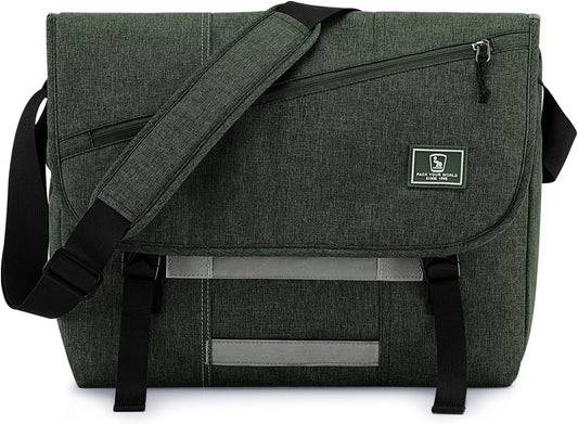 OIWAS Messenger Bag for Men, 15.6 Inch Laptop Crossbody Bags Women Casual Satchel Shoulder Bag College Travel Office Briefcase (15.6 Inch, Dark Green)