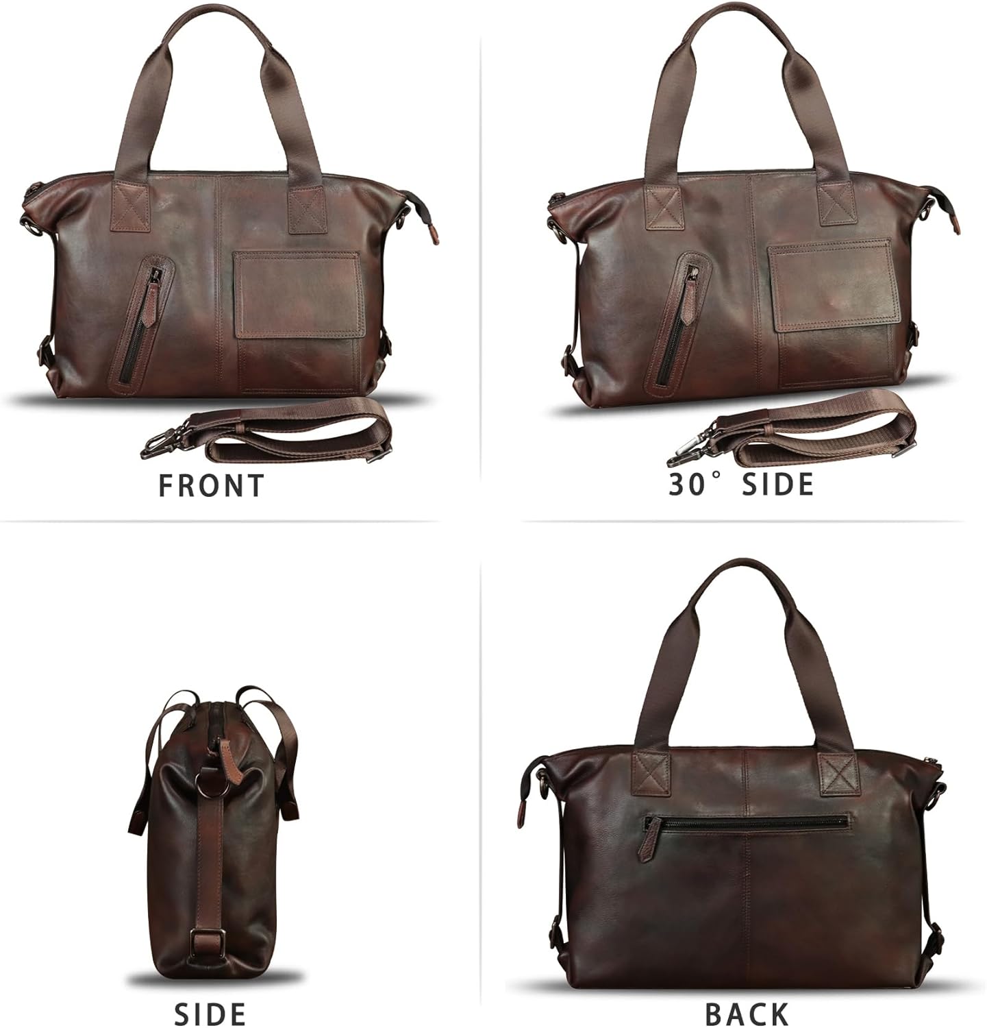 Genuine Leather Messenger Bag and Briefcase Purse for Men Leather Top Handle Handbags Satchel
