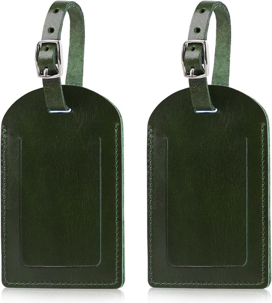 Ringsun Genuine Leather Luggage Tag for Suitcases ID Tags Bag Tags for Luggage (2 Pack)