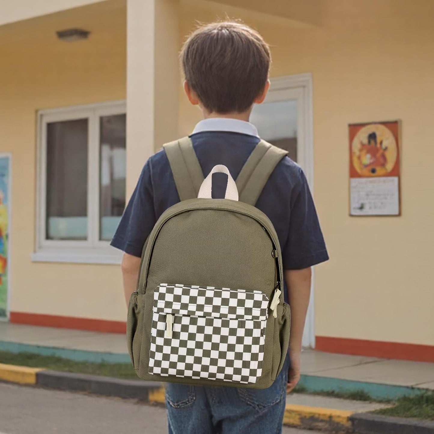 Toddler Backpack Kids Backpacks with Chest Strap Heavy Duty Canvas Bookbag for Boys and Girls Elementary School Backpack