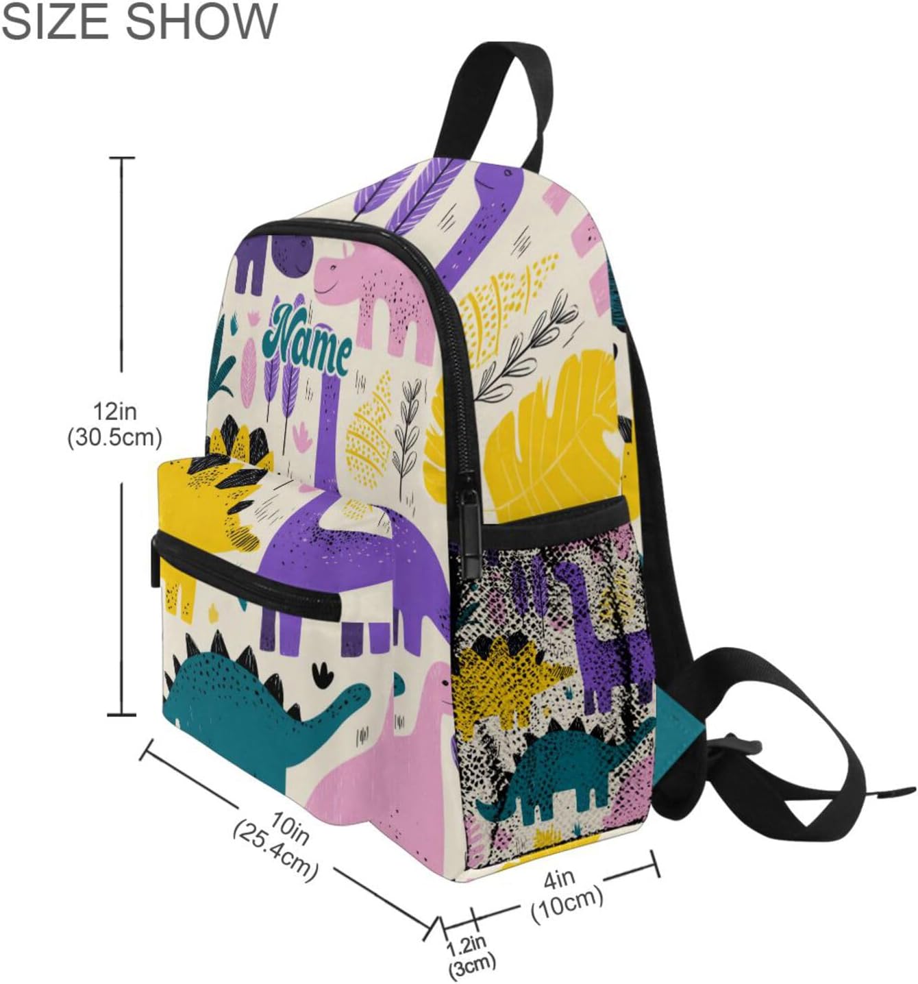 Custom Cute Dinosaurs and Tropic Plant Preschool Backpack for Toddler Boy Girl,Personalized Backpack with Name Text, Customization Kindergarten School Bookbags - S