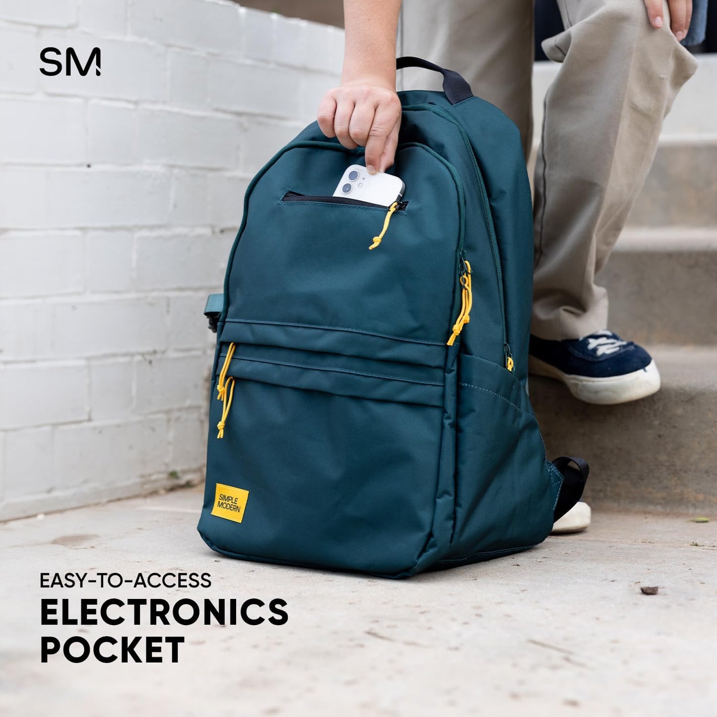 Simple Modern Ellis Backpack for School | Medium 20L Elementary Middle and High School Bookbag for Kids and Teens | Girls and Boys | Black and White Checkmate
