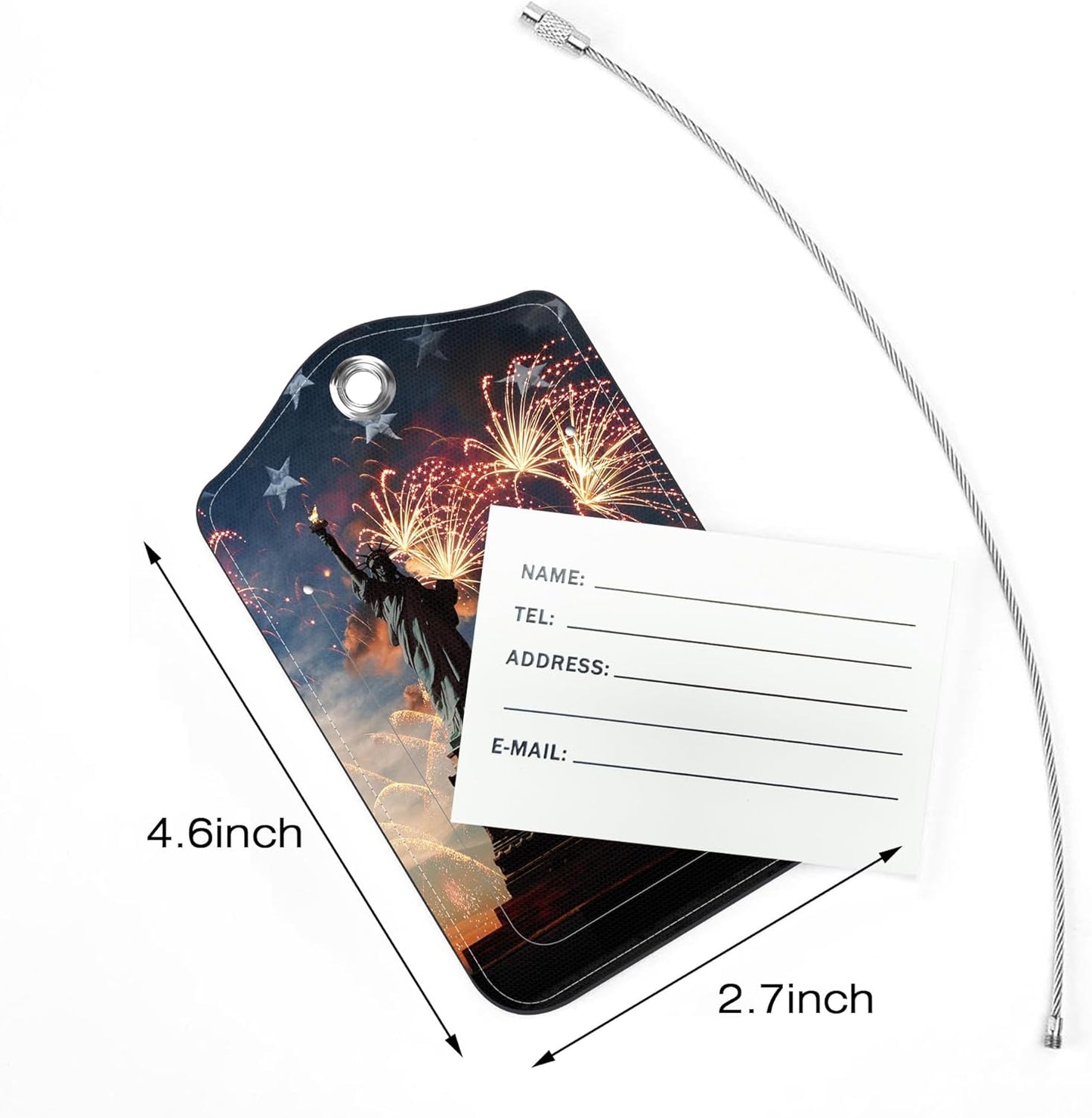 2 Pack Luggage Tags for Suitcase,Statue of Liberty PU Leather Idea Baggage Tag with Name Labels Privacy Cover Metal Ring Men and Women Travel Cruise Labels