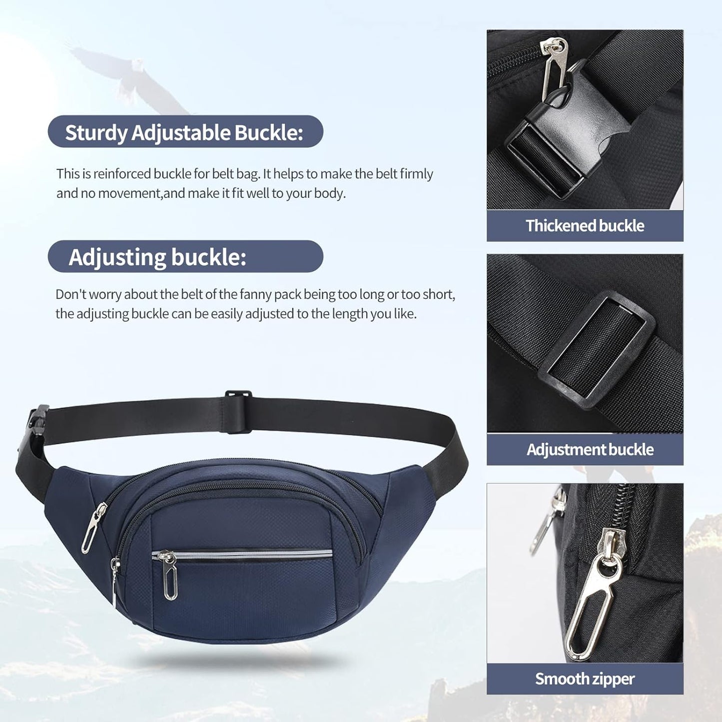 DAITET Crossbody Fanny Pack for Men&Women,Large Waist Bag & Hip Bum Bag with Adjustable Strap for