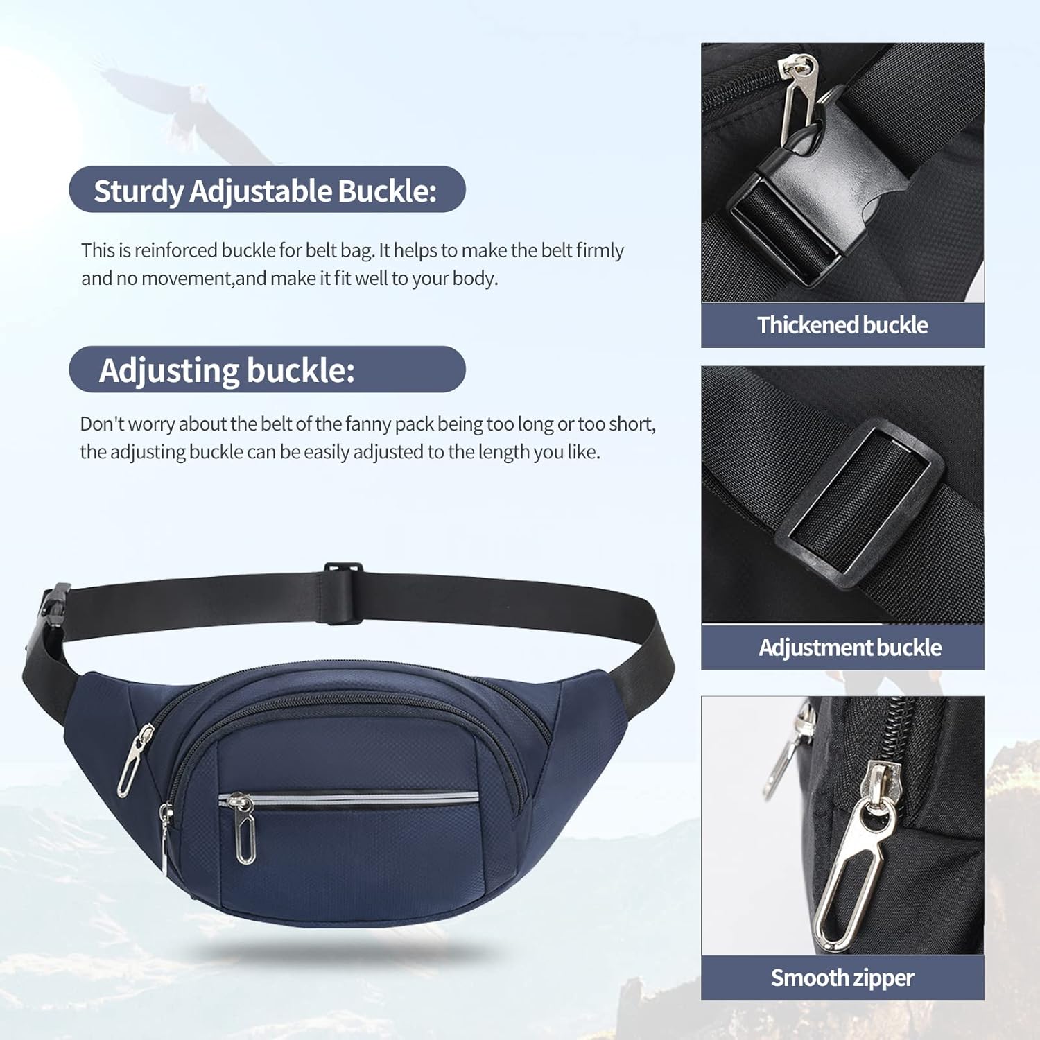 DAITET Crossbody Fanny Pack for Men&Women,Large Waist Bag & Hip Bum Bag with Adjustable Strap for