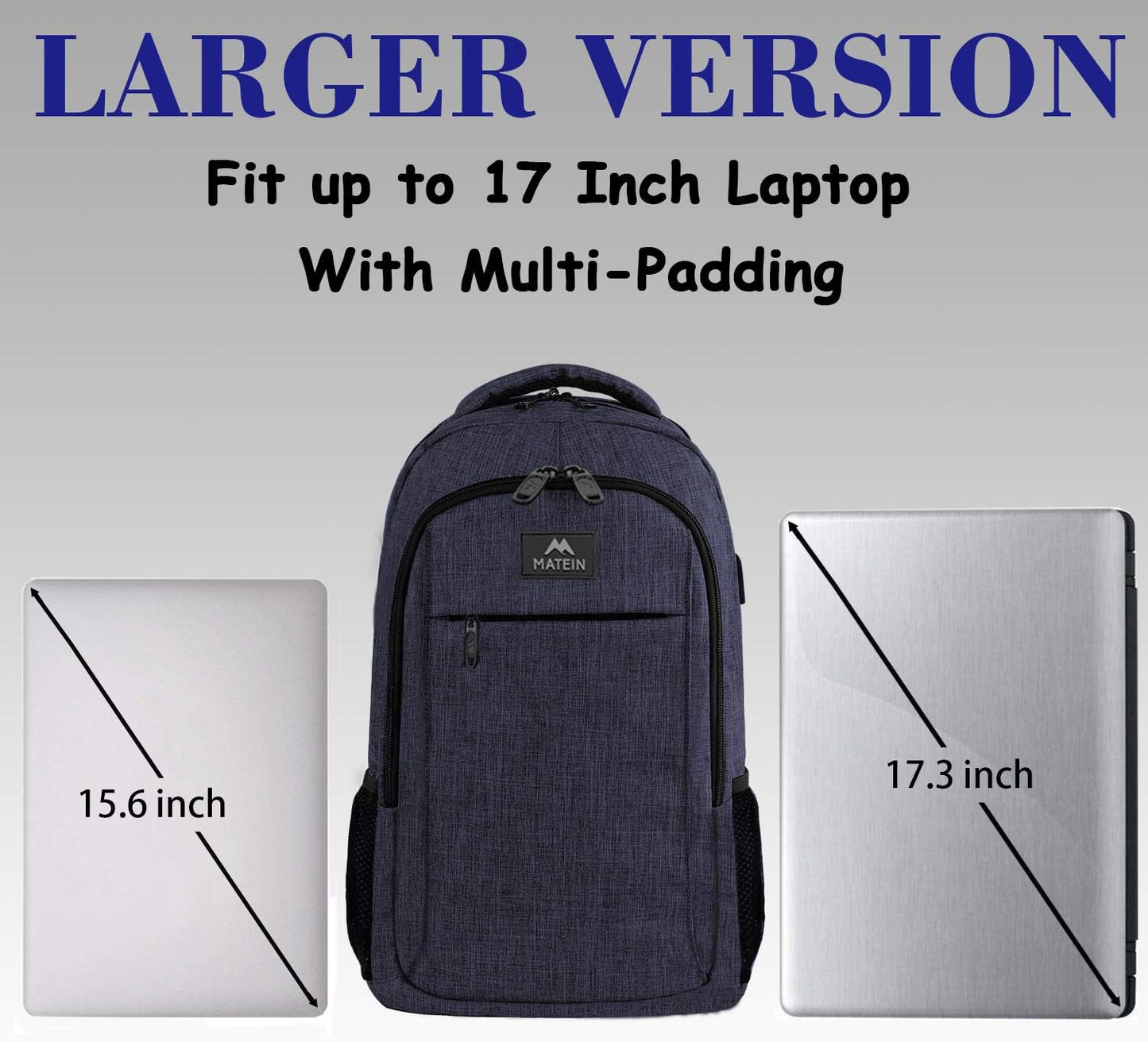 MATEIN Large College Backpack, Sturdy Computer Backpack with USB Charging Port Fits 17 inch
