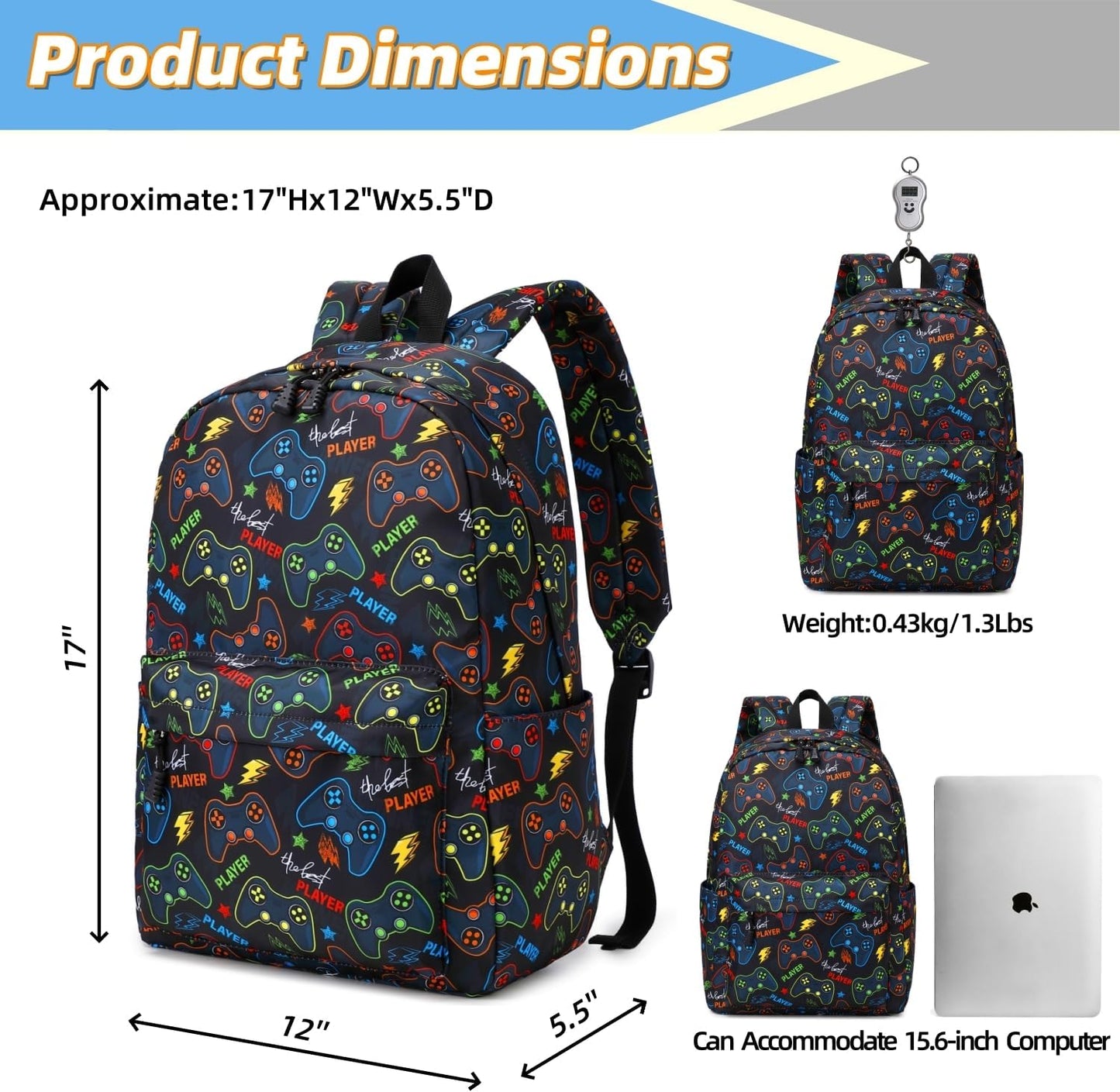 Backpack For Boy Elementary School Bookbag Durable Kid's Backpack Lightweight Travel Daypack (Black)