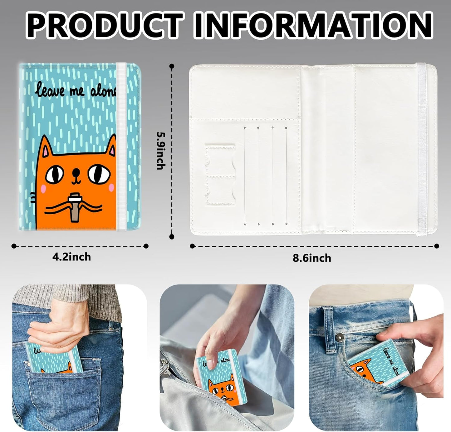 Passport Holder for Travel, Cute Passport Cover for Women Men, Waterproof PU Leather Rfid Blocking Passport Wallet with Credit Card Case for Travel Family, Boys Girls Travel Essentials