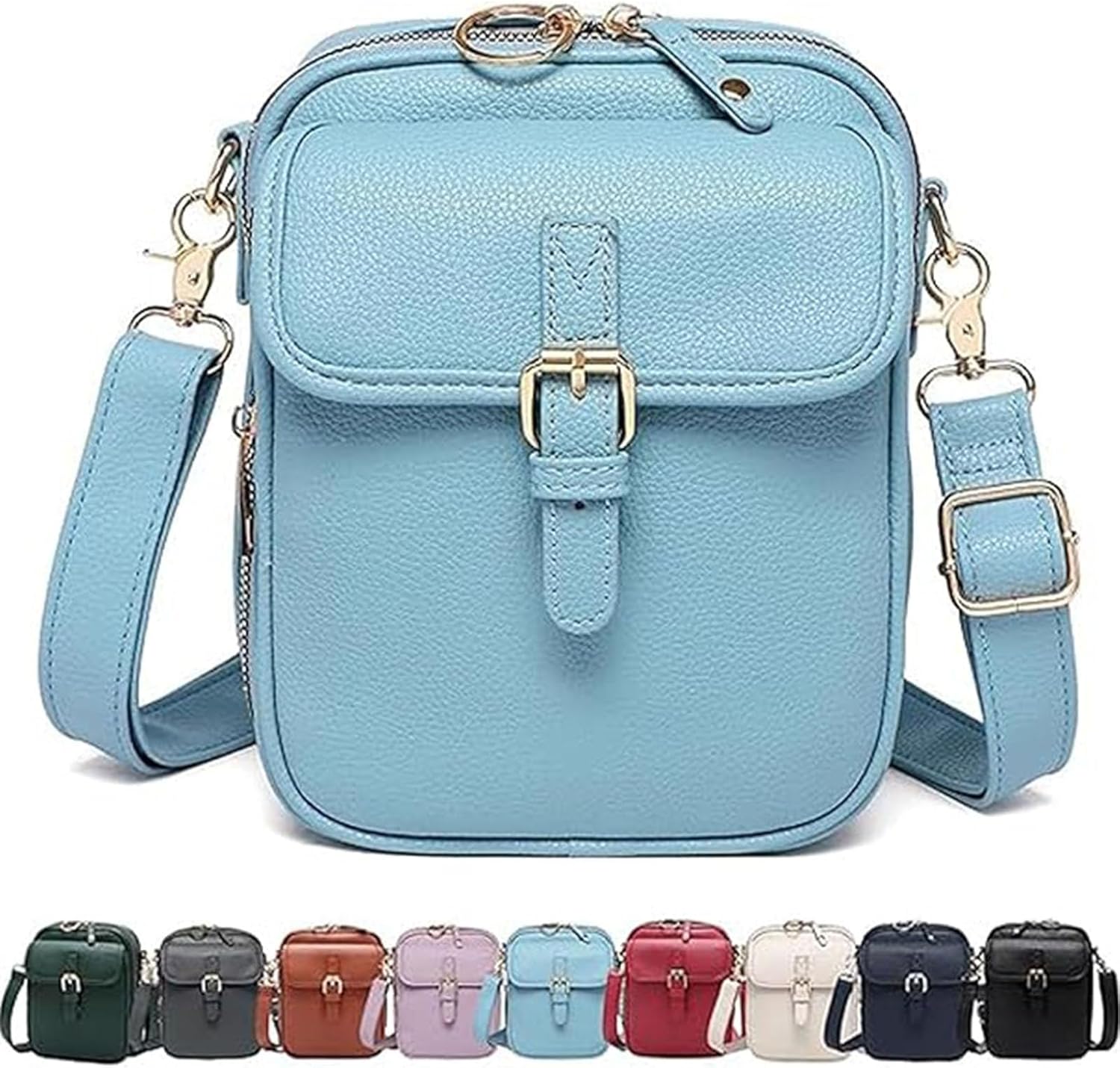 Leather Crossbody Bag for Women,Anti-Theft Messenger Bag with Large Capacity,Built-in Purse Card