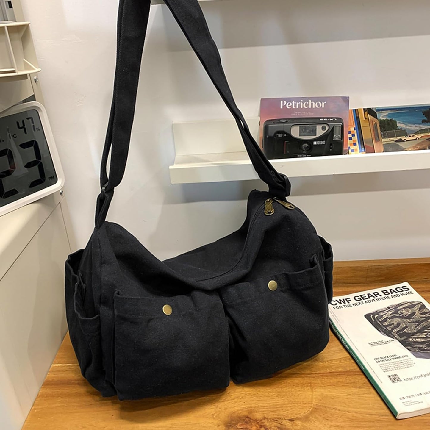 Canvas Messenger Bag Cute Crossbody Tote Bag Shoulder for Women Men for School Aesthetic Hobo with
