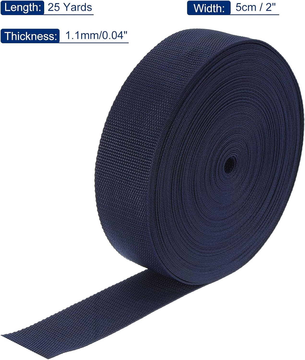 MECCANIXITY Lightweight Polypropylene Webbing Strap 2" 25 Yard Backpack Strapping Band Navy Blue for Outdoor Luggage Cargo Straps