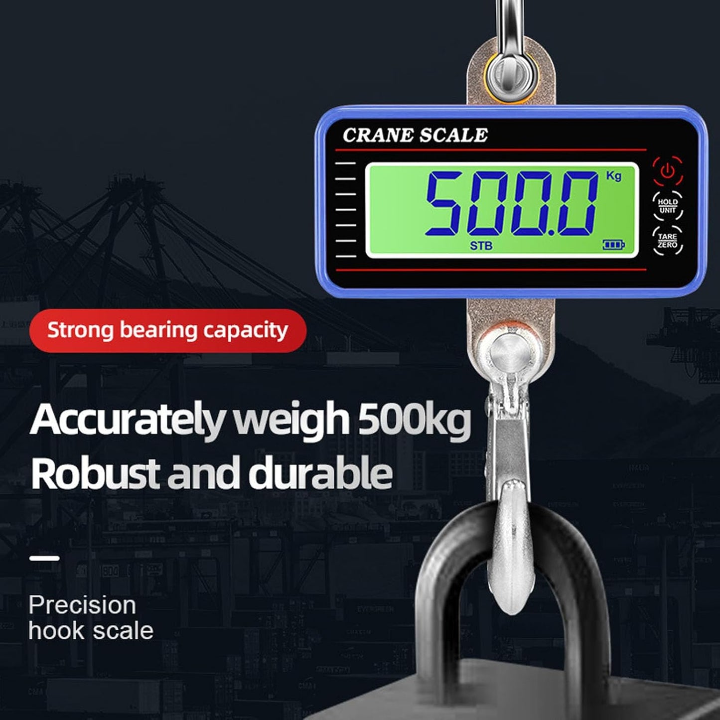 Digital Hanging Scale 500KG Weighing Tool Remote Control for Warehouse Luggage