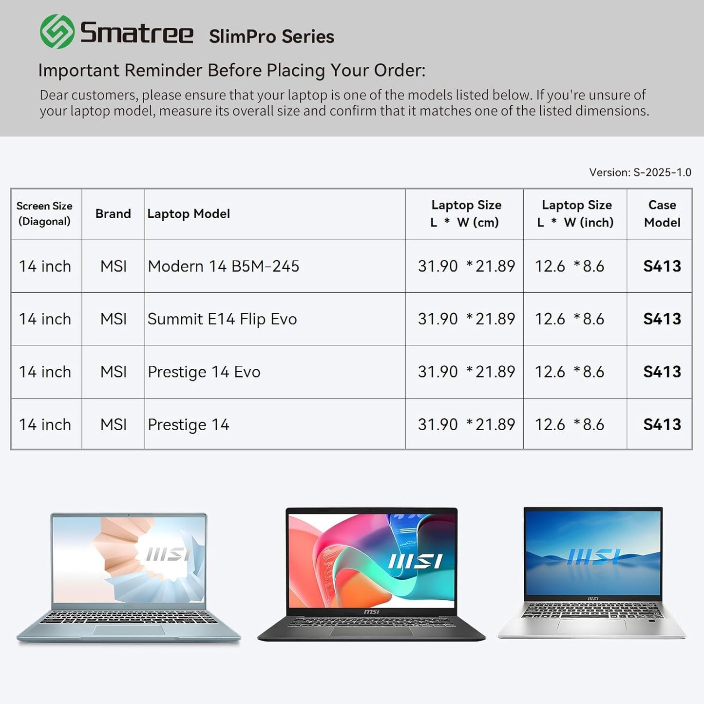 Smatree SlimPro Laptop Sleeve Case for 14 inch MSI Modern 14 B5M/B10M, for 14 inch Summit E14 Flip Evo, for MSI Prestige 14 Evo/14, Laptop Case with Swift-Access Accessory Pocket, Light Grey (S413LG)