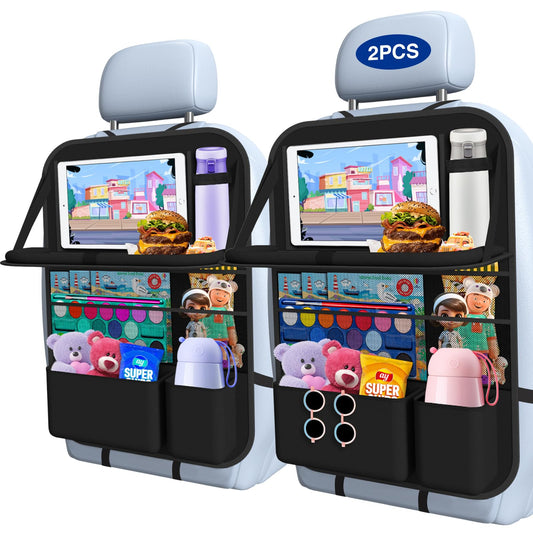Oneyus Car Backseat Organizer with Table Tray(2-Pack) 9 Storage Pockets Backseat Car Organizer and
