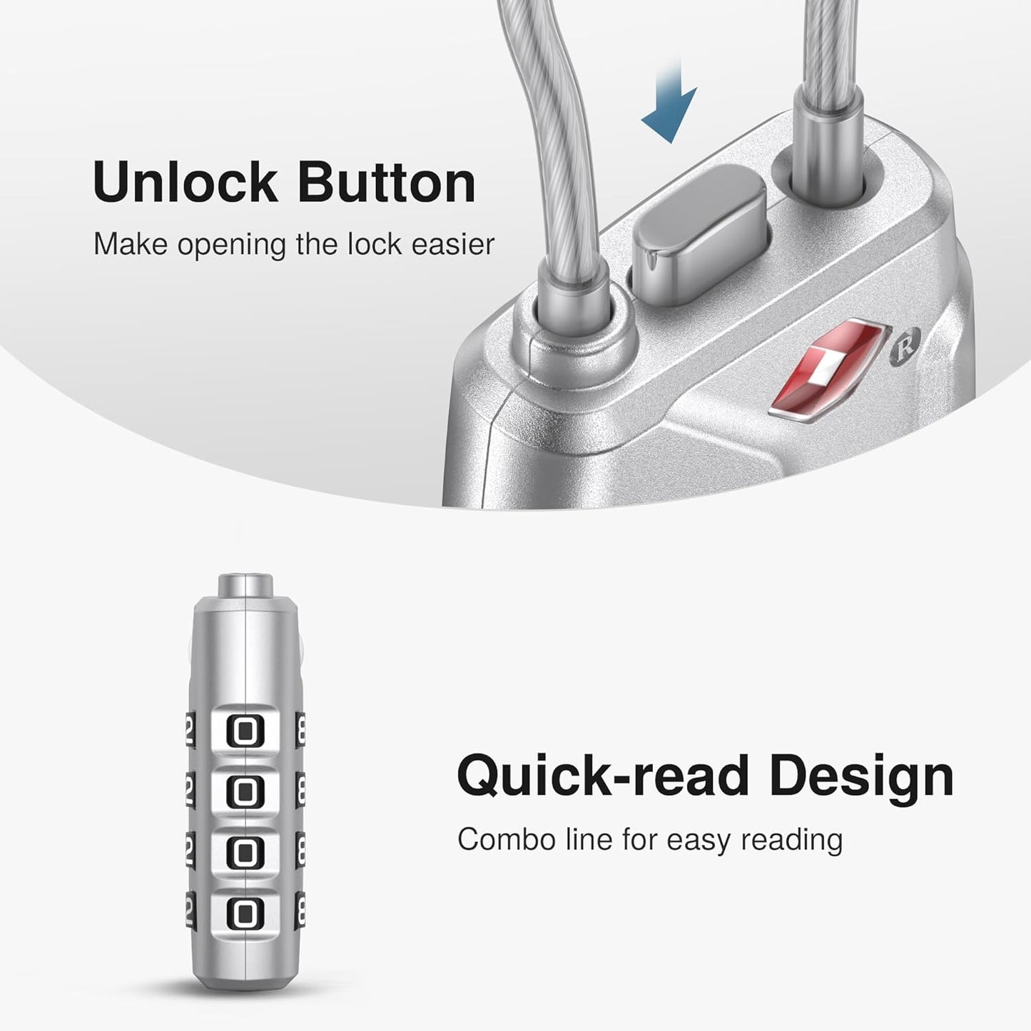 Puroma 2 Pack TSA Approved Luggage Lock, 4 Digit Combination Travel Locks Resettable Code Lock with