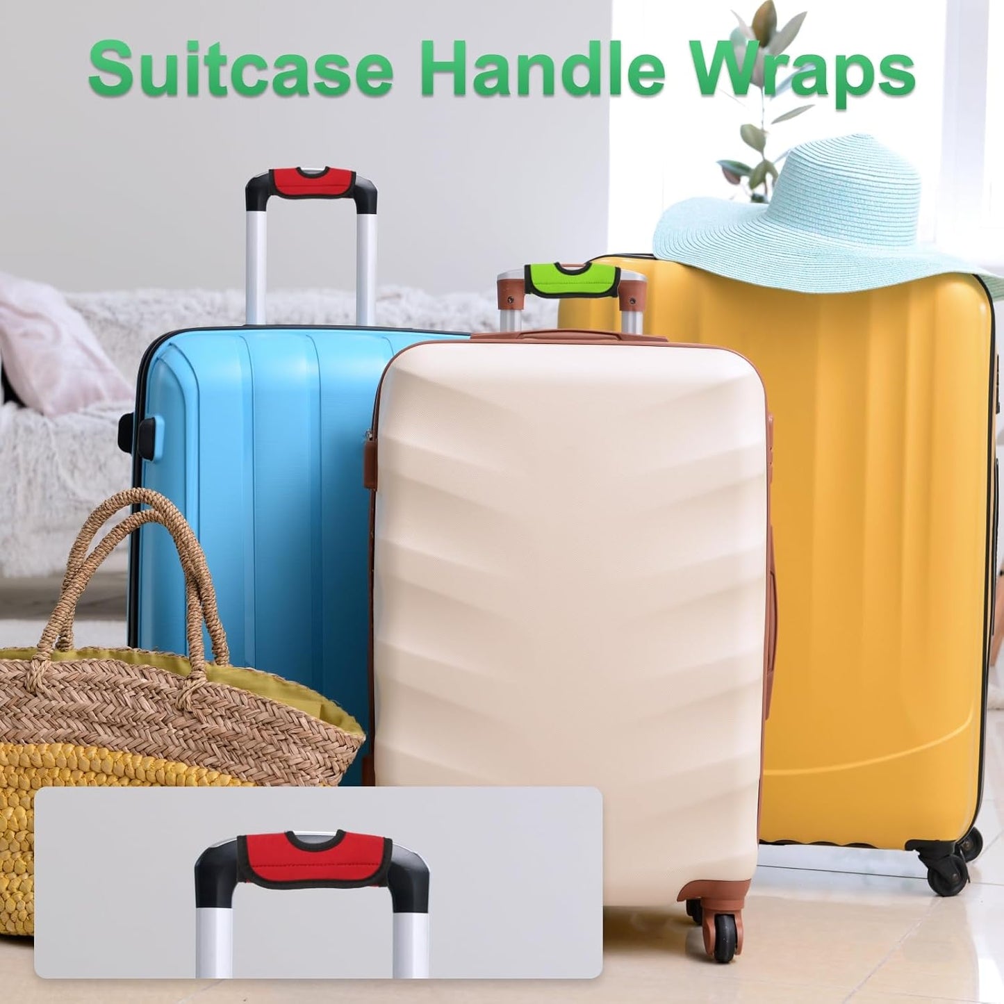 uxcell Luggage Handle Wrap, 2 Pcs Hollow Neoprene Handbag Grip Cover Protector Luggage Identifiers