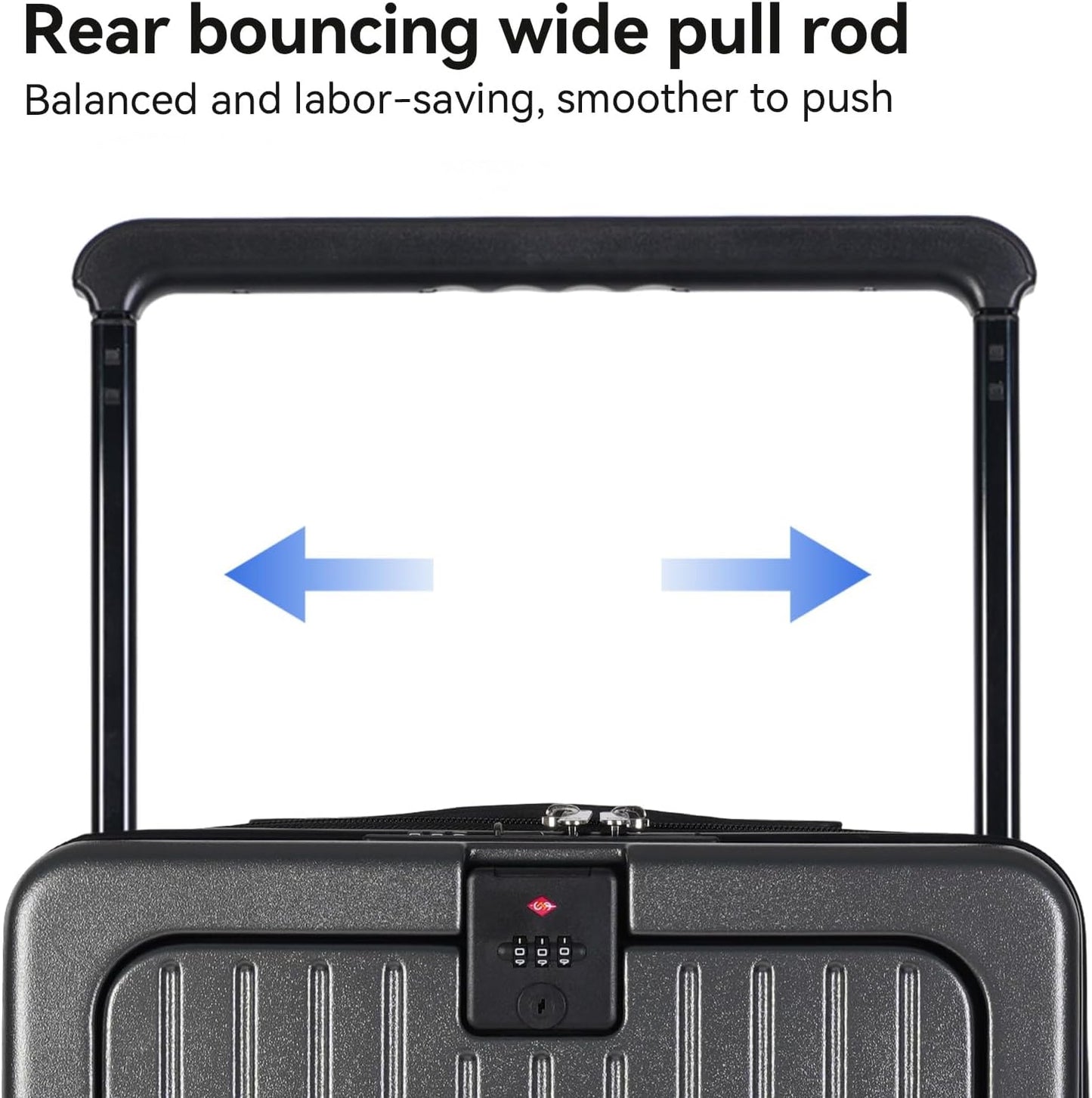SOKOK Front Pocket Luggage Carry On with Spinner Wheels, Wide Handle Travel Suitcase PC Hardshell Durable Rolling Luggage for Business Trip with Charging Port and Cup Holder, Graphite