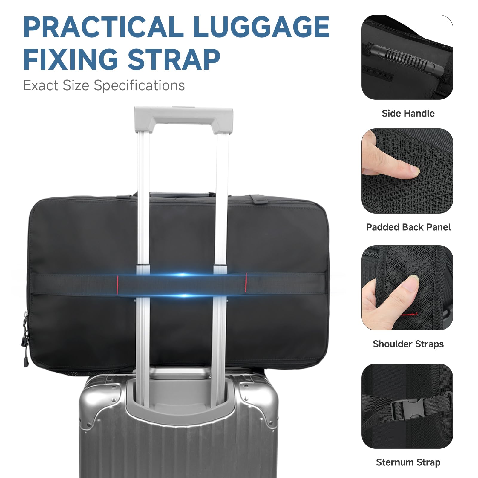 SWICKY Carry-on Travel Backpack for Men, Airline Approved Convertible Duffle Backpack with Shoe