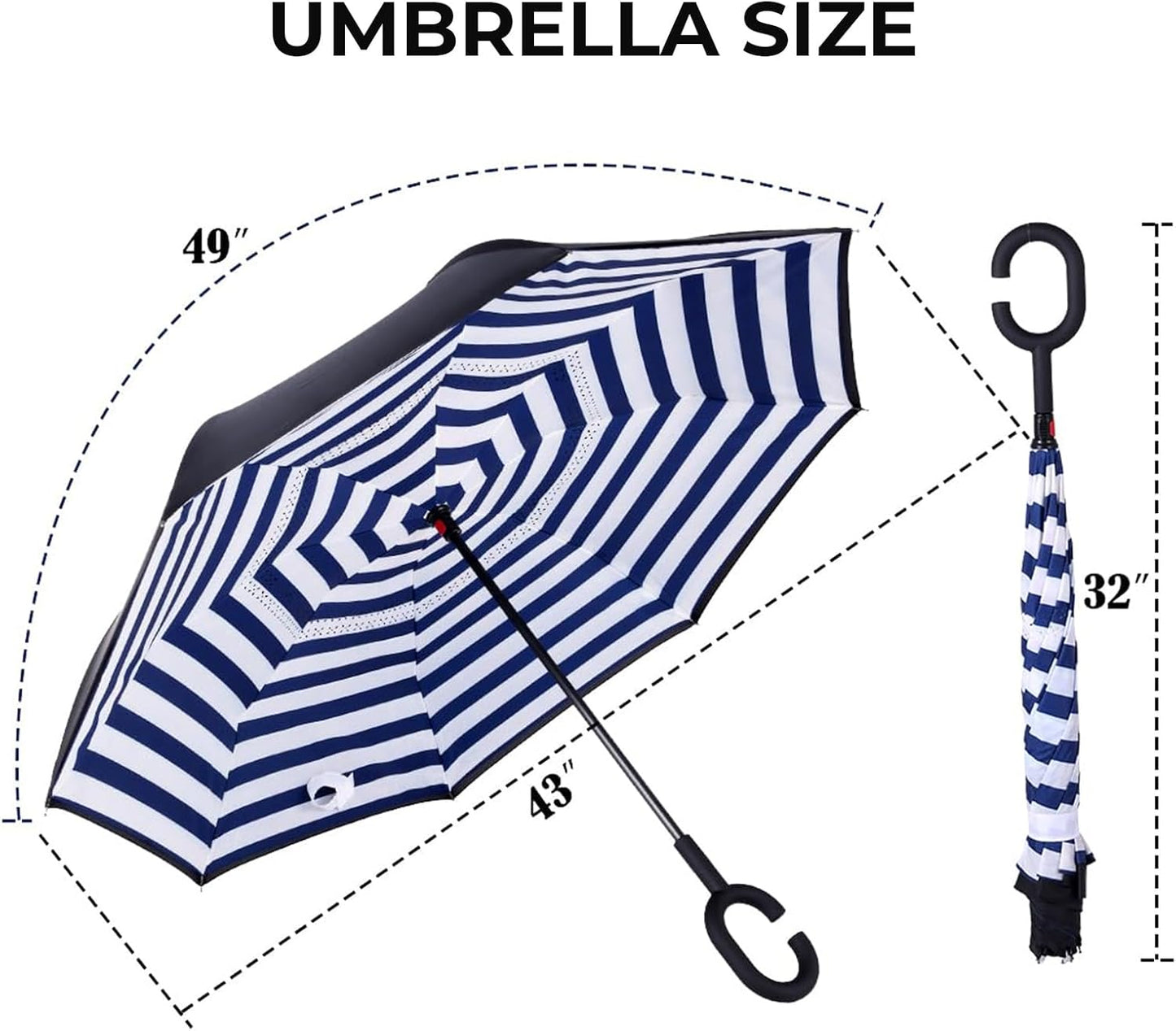 LLanxiry Windproof Inverted Umbrella, Large Reverse Umbrellas for Rain with C-shaped Handle Big Upside Down Inside Out Umbrella for Women & Men