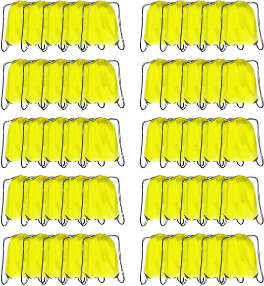 Drawstring Backpack Bulk 50 Packs Draw String Backpack Bags DIY Gym Sports Traveling Trip ride Pedestrianism Yoga Cinch Bag Sackpack Drawstring (yellow)