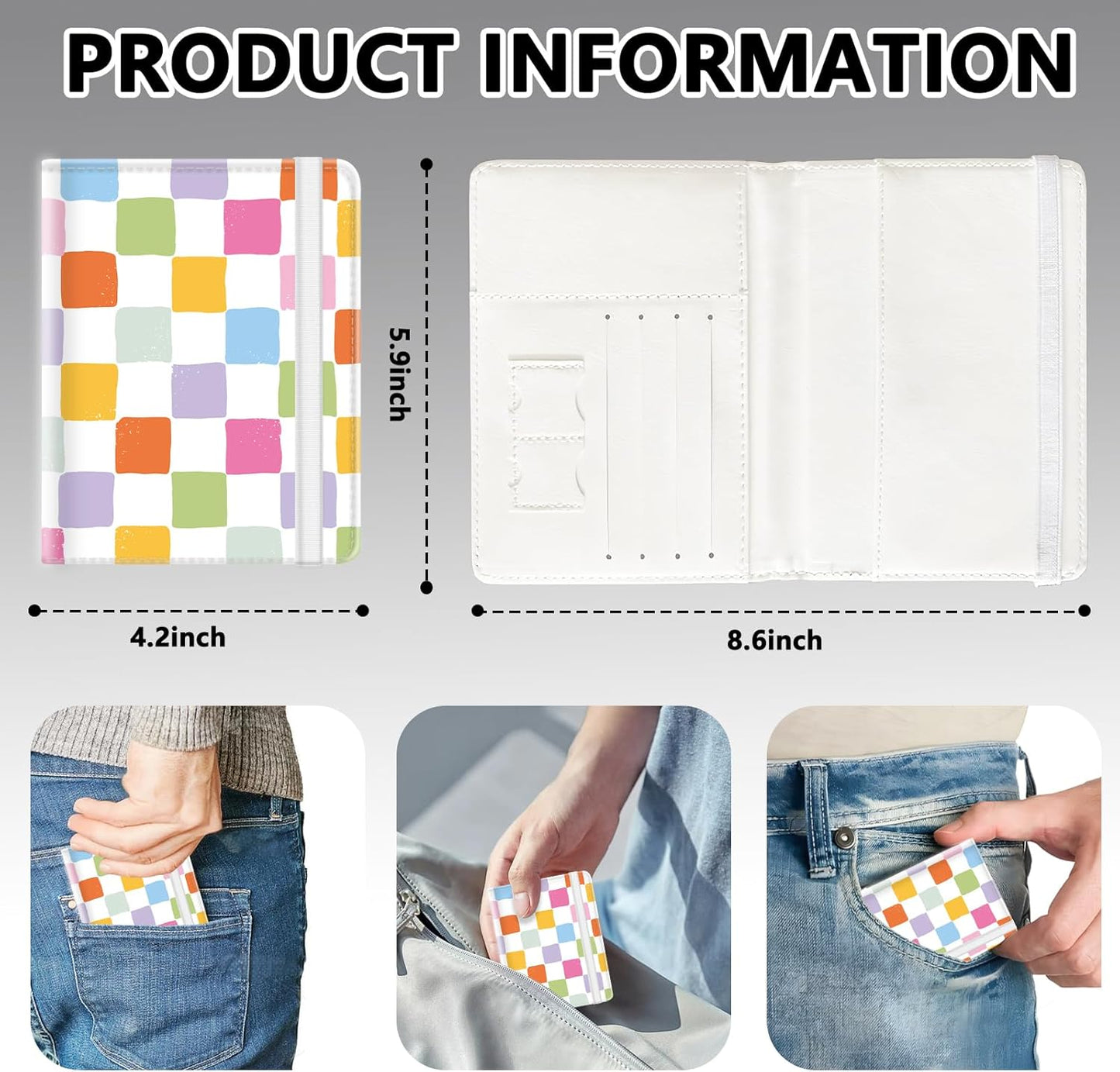 Passport Holder for Travel, Cute Passport Cover for Women Men, Waterproof PU Leather Rfid Blocking Passport Wallet with Credit Card Case for Travel Family, Boys Girls Travel Essentials