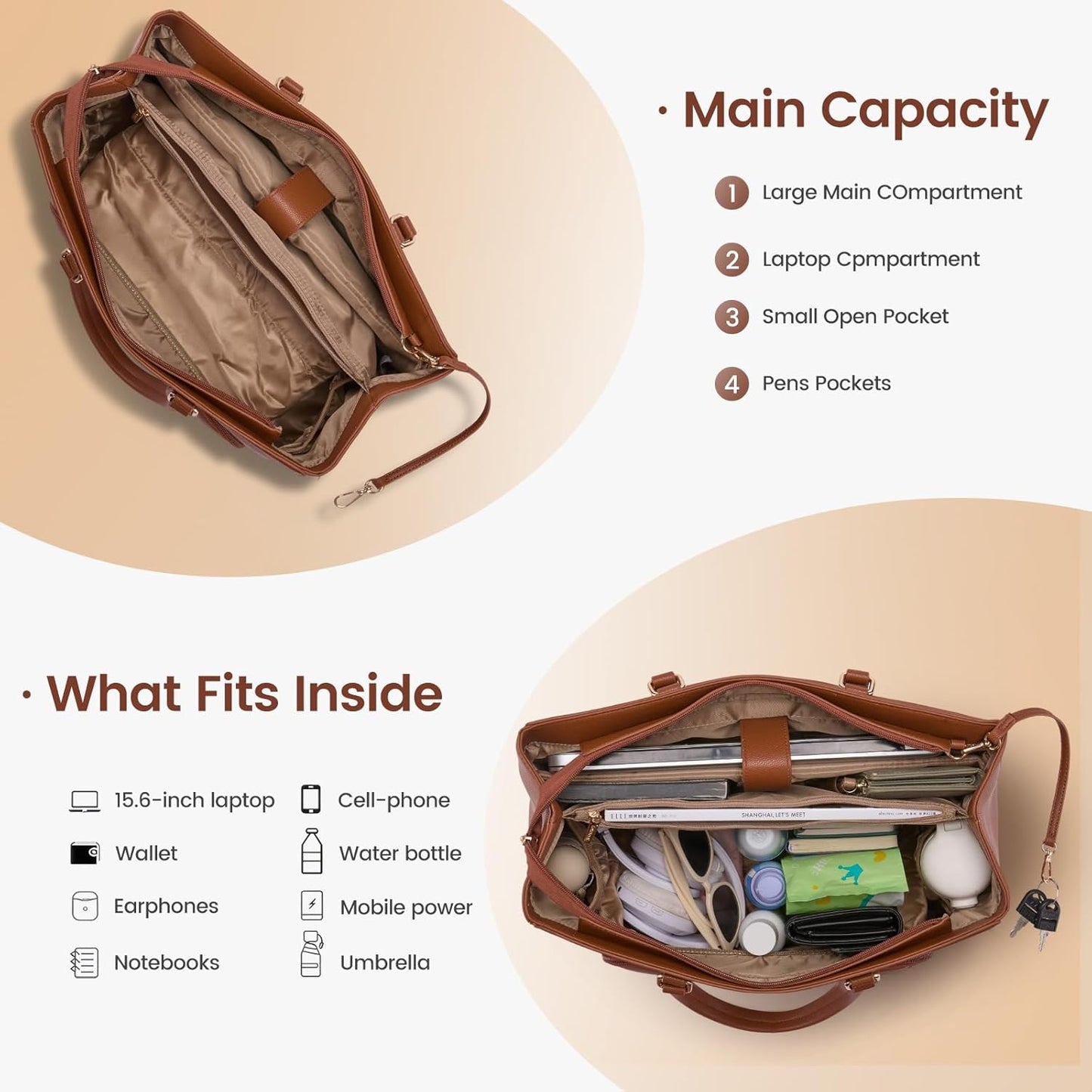 LOVEVOOK Lunch Tote Bag for Women, Laptop Bag for Work with Insulated Lunch Compartment 15.6 Inch 2 in 1 Lunch Tote Large Capacity Computer Handbag for Work, Teacher, Nurse, Office, Casual