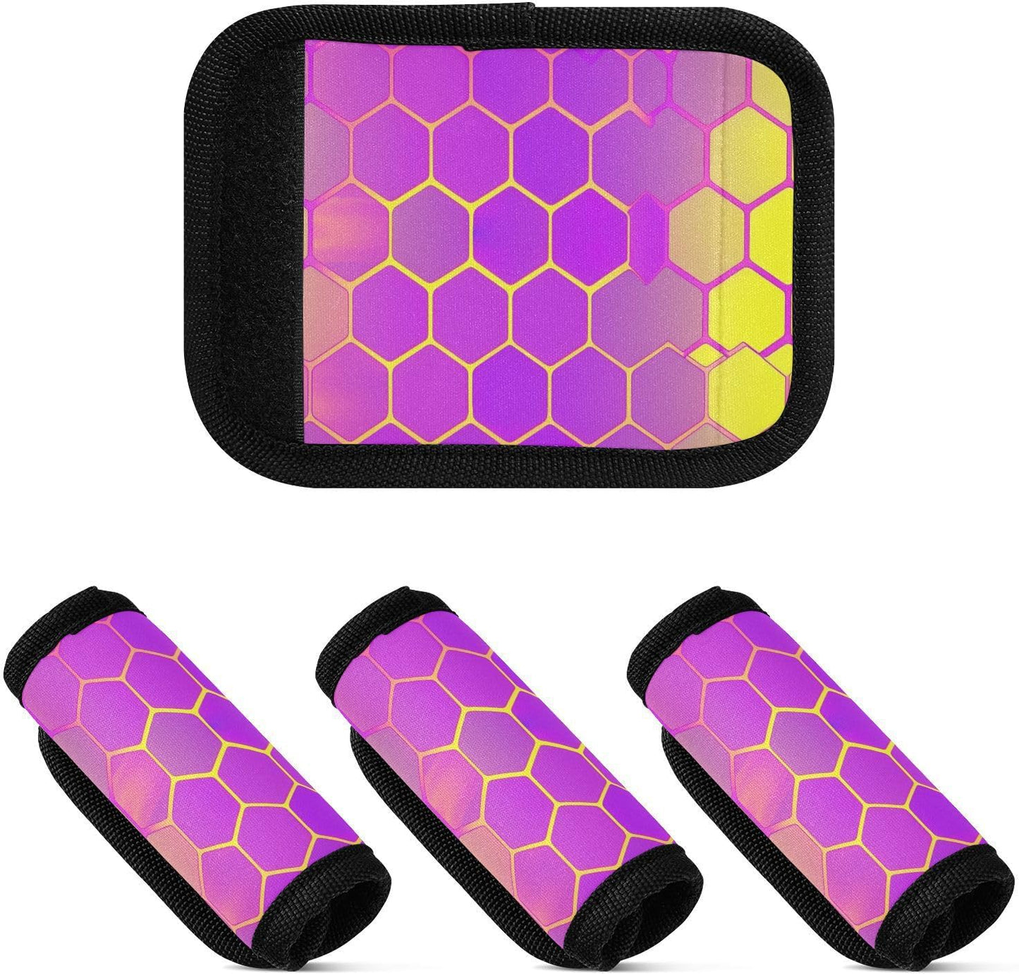 Honeycomb Purple Gradient 4 Pack Luggage Handle Wraps Covers for Suitcase Identifiers Bag Tags Travel Accessories