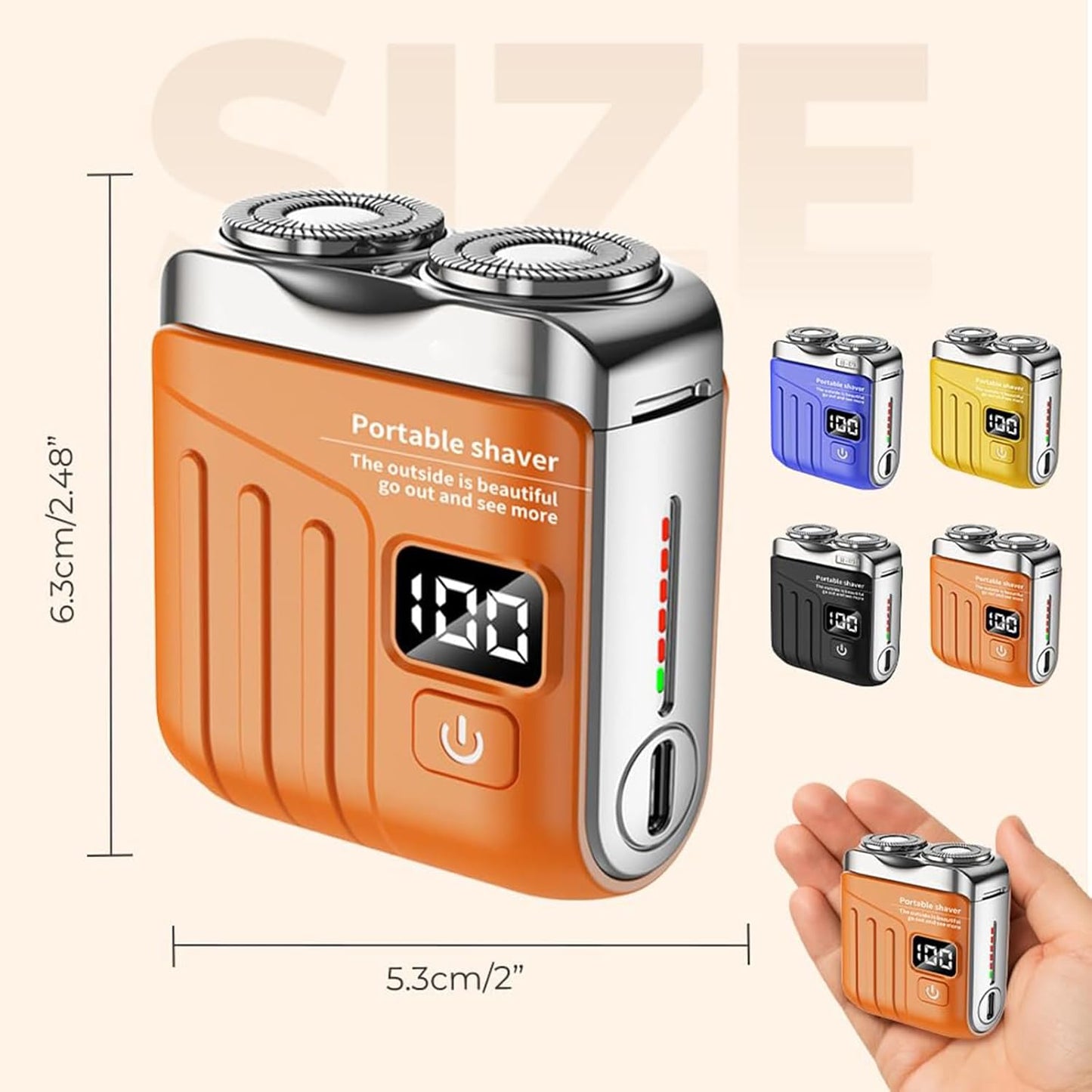 Portable Electric Shaver - LED Display Dual-Head Pocket Shaver, Mini USB Rechargeable Travel Razor, One-Button Operation, Long-Lasting Battery, for Home & Travel (Yellow)